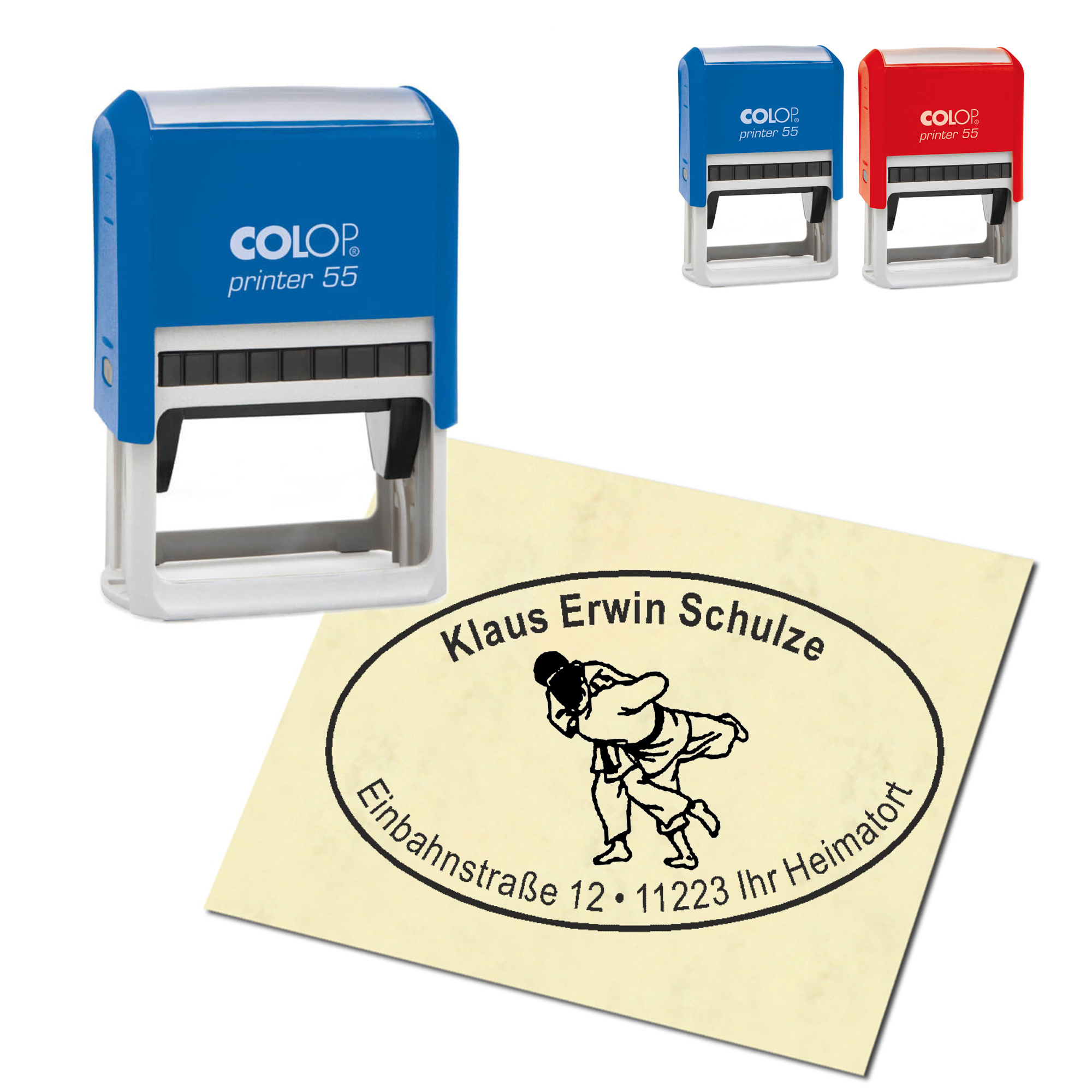 Adressstempel personalisiert Stempel - Judo - oval 59 x 39 mm