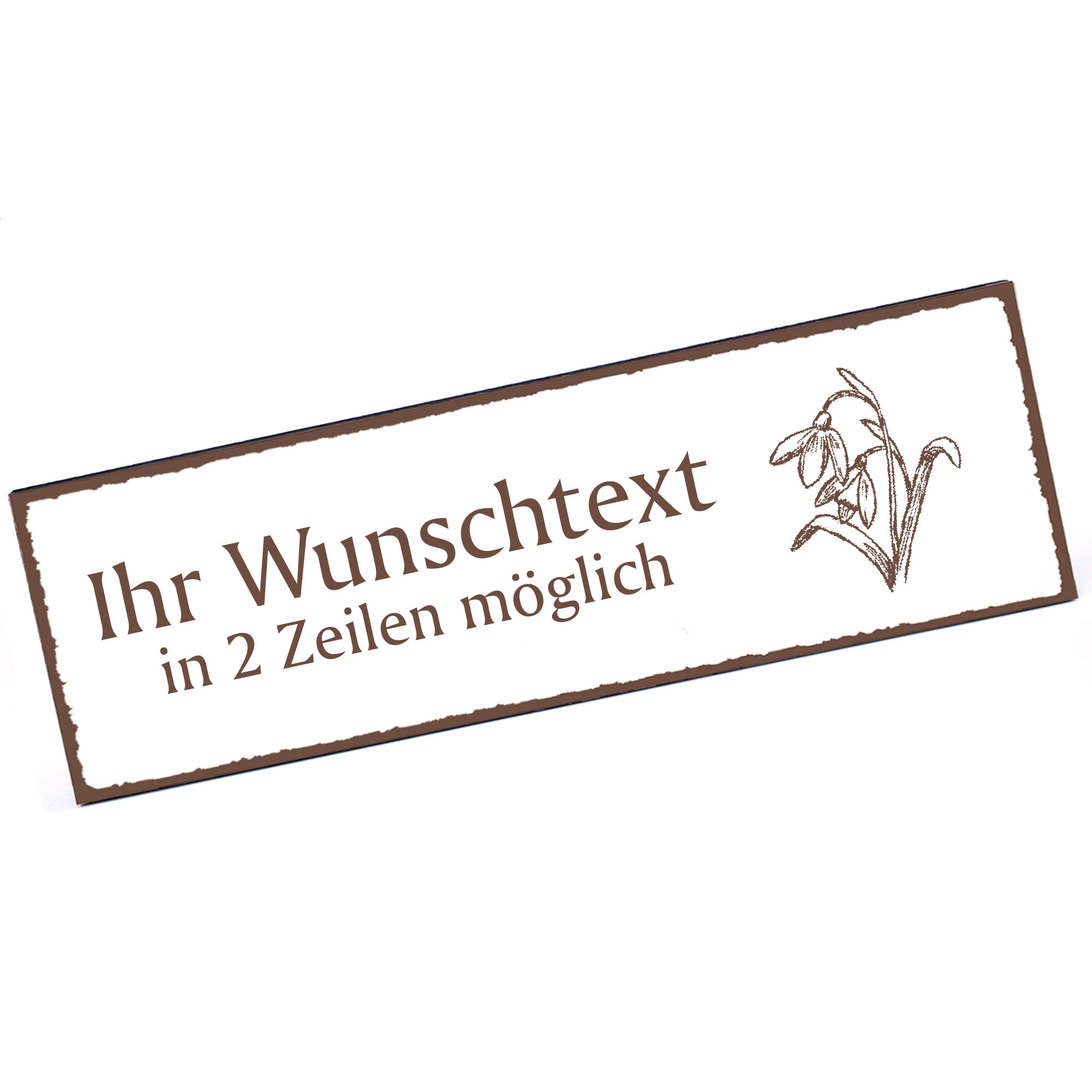 Türschild Schneeglöckchen  Namensschild personalisiert mit Gravur - 150mm x 50mm - selbstklebend