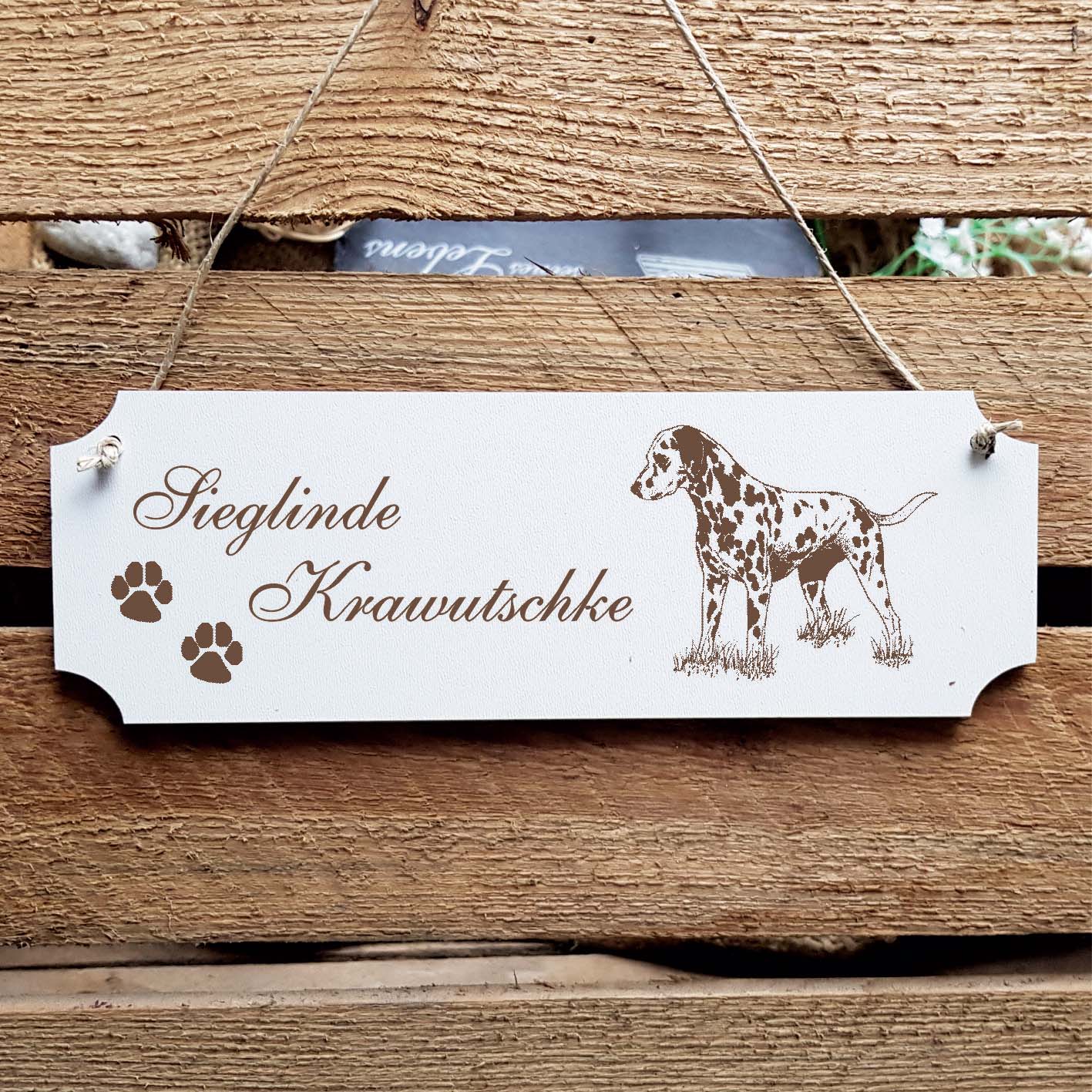 Schild « Dalmatiner » Namensschild Türschild zum Anhängen - 20 x 6,7 cm