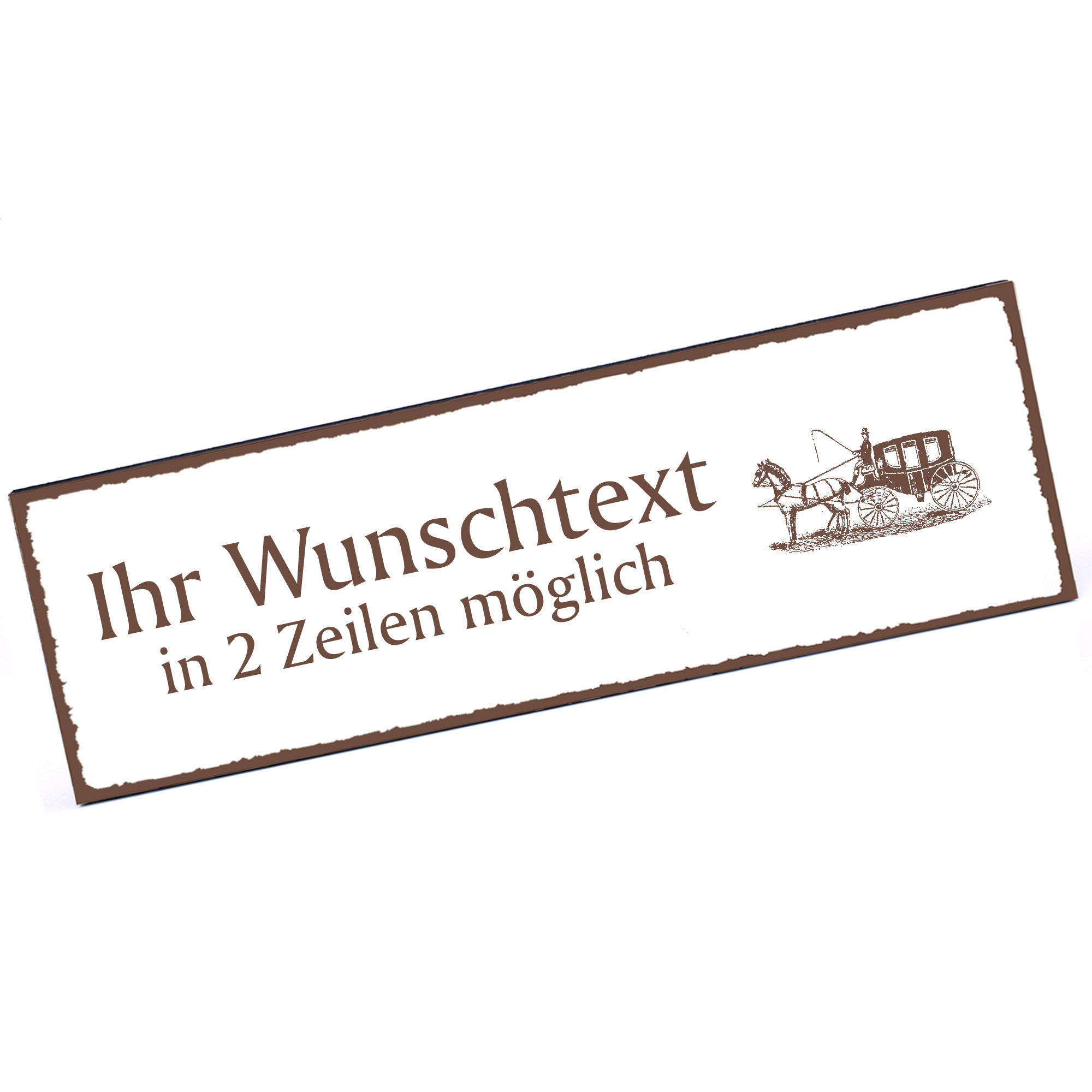 Türschild Pferdekutsche  Namensschild personalisiert mit Gravur - 150mm x 50mm - selbstklebend