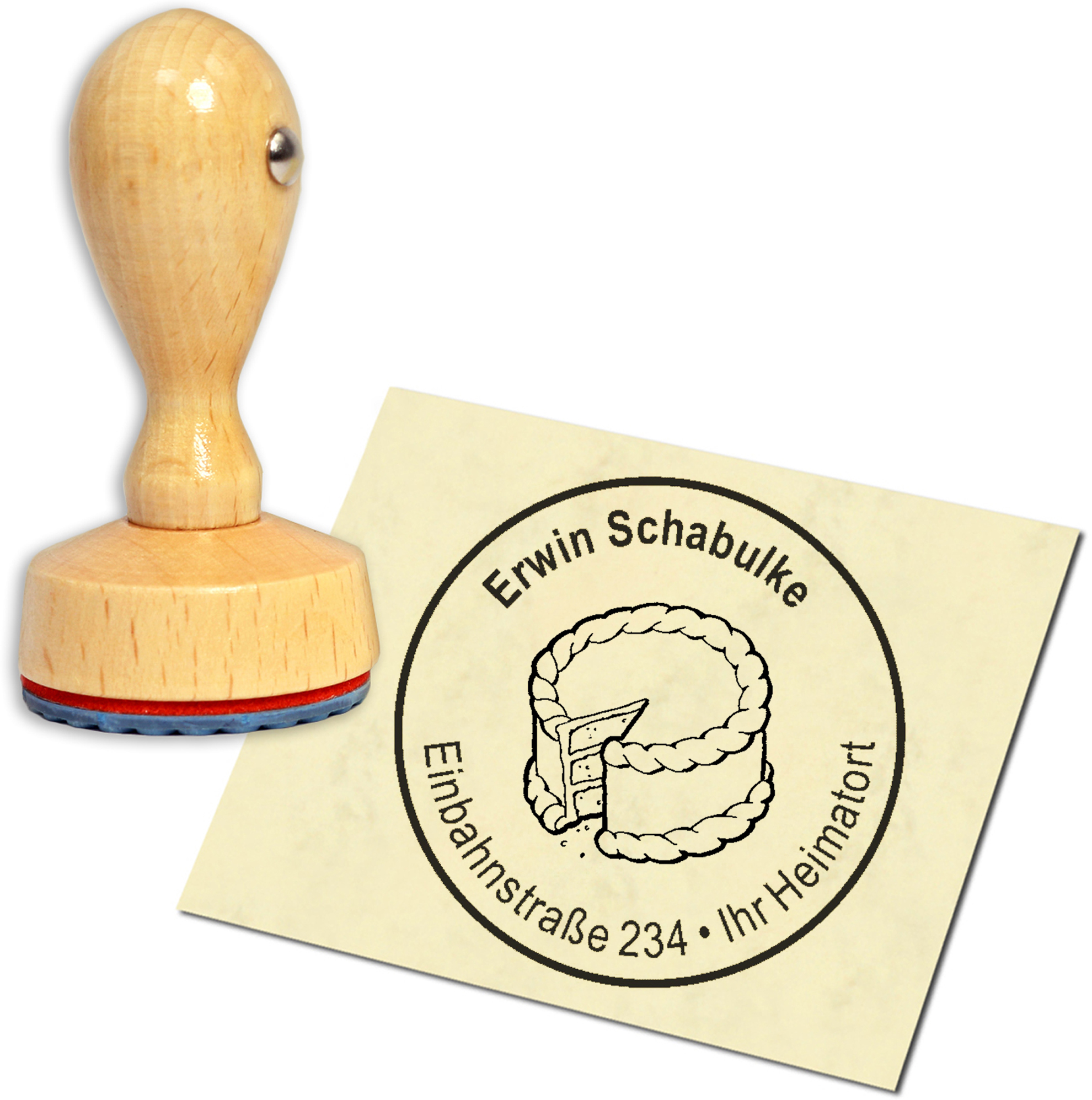 Stempel Adressstempel Holzstempel - Torte - rund 40mm