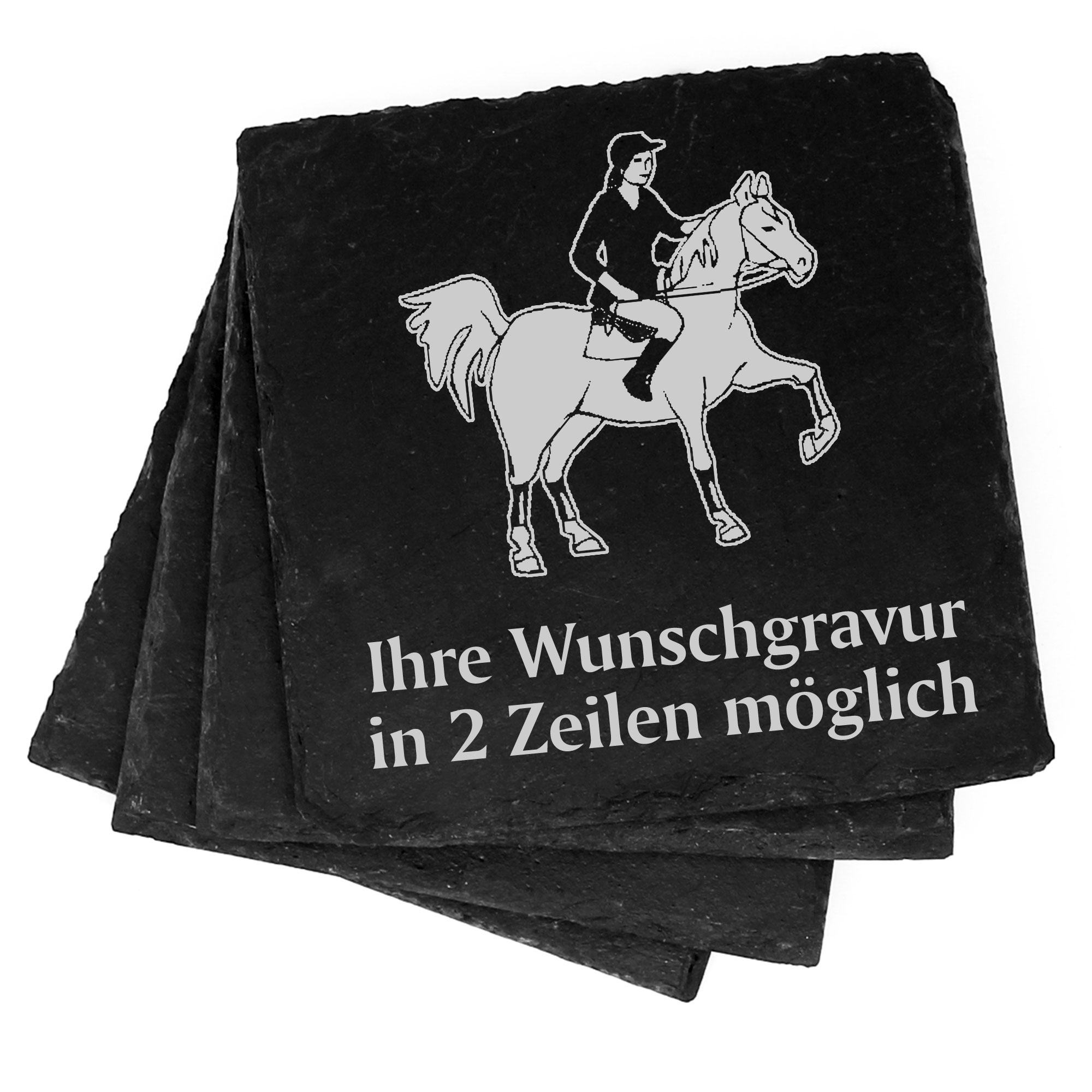 4x Trab Deko Schiefer Untersetzer Wunschgravur Set - 11 x 11 cm