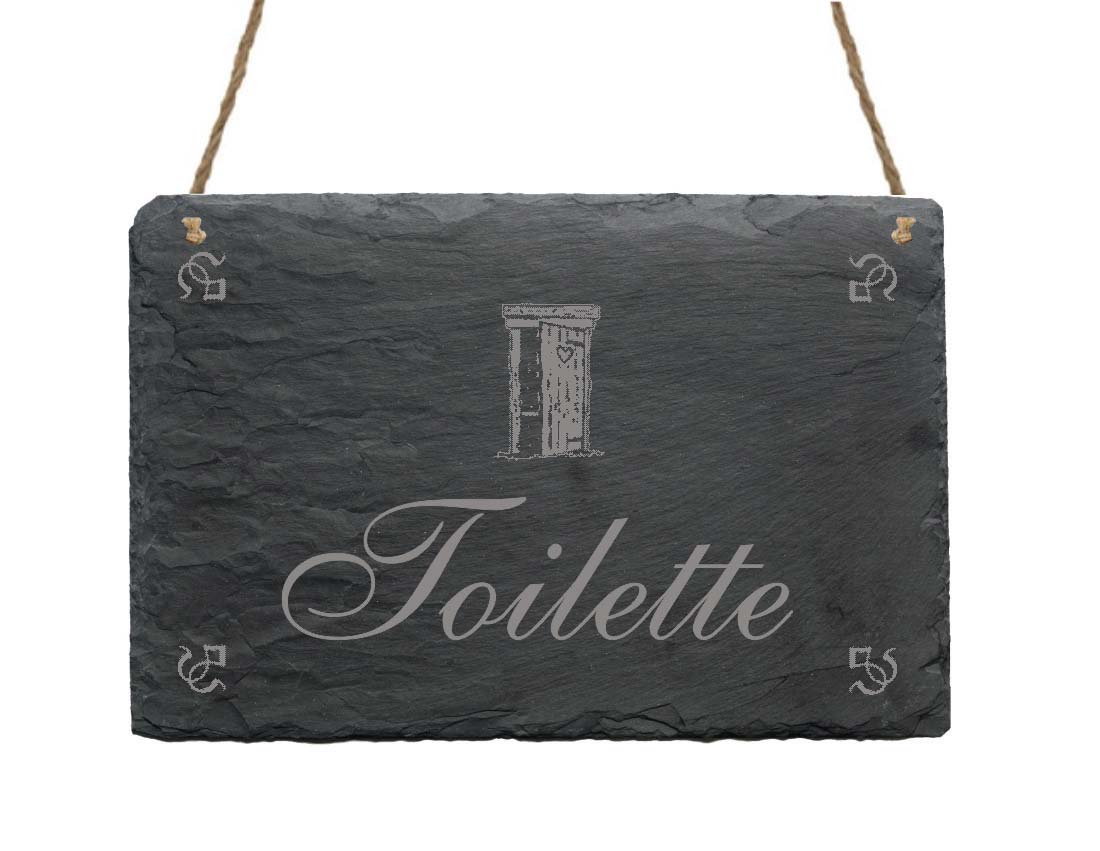 Schiefertafel « Toilette » Holztür