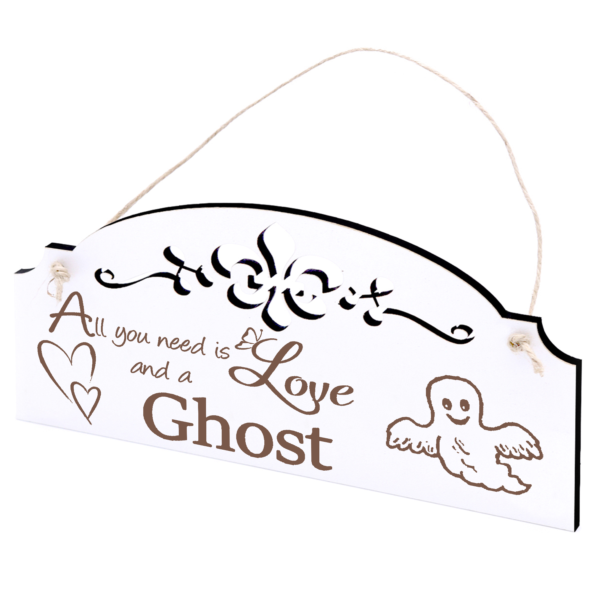 Schild lustiges Gespenst Deko 20x10cm - All you need is Love and a Ghost - Holz