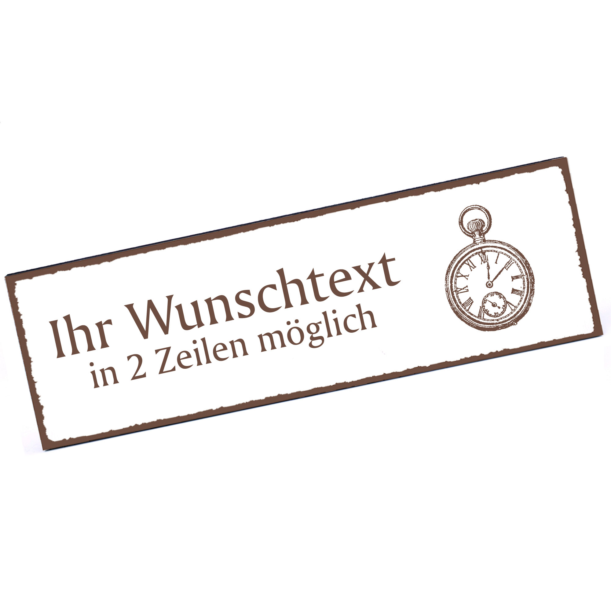 Türschild Taschenuhr  Namensschild personalisiert mit Gravur - 150mm x 50mm - selbstklebend