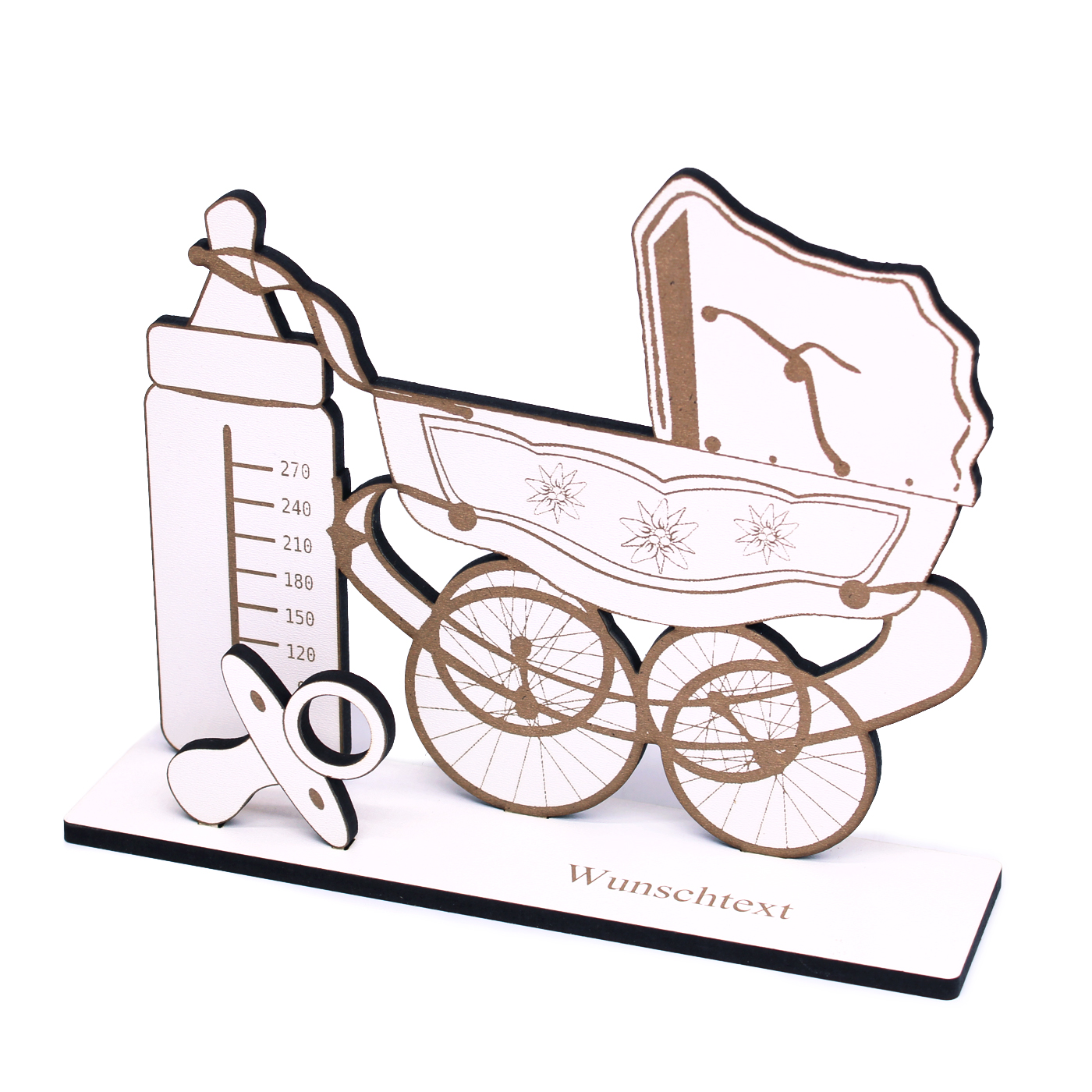 Geldgeschenk Geburt - Kinderwagen mit Wunschtext - Eltern Geschenk Baby - 19 x 16 cm
