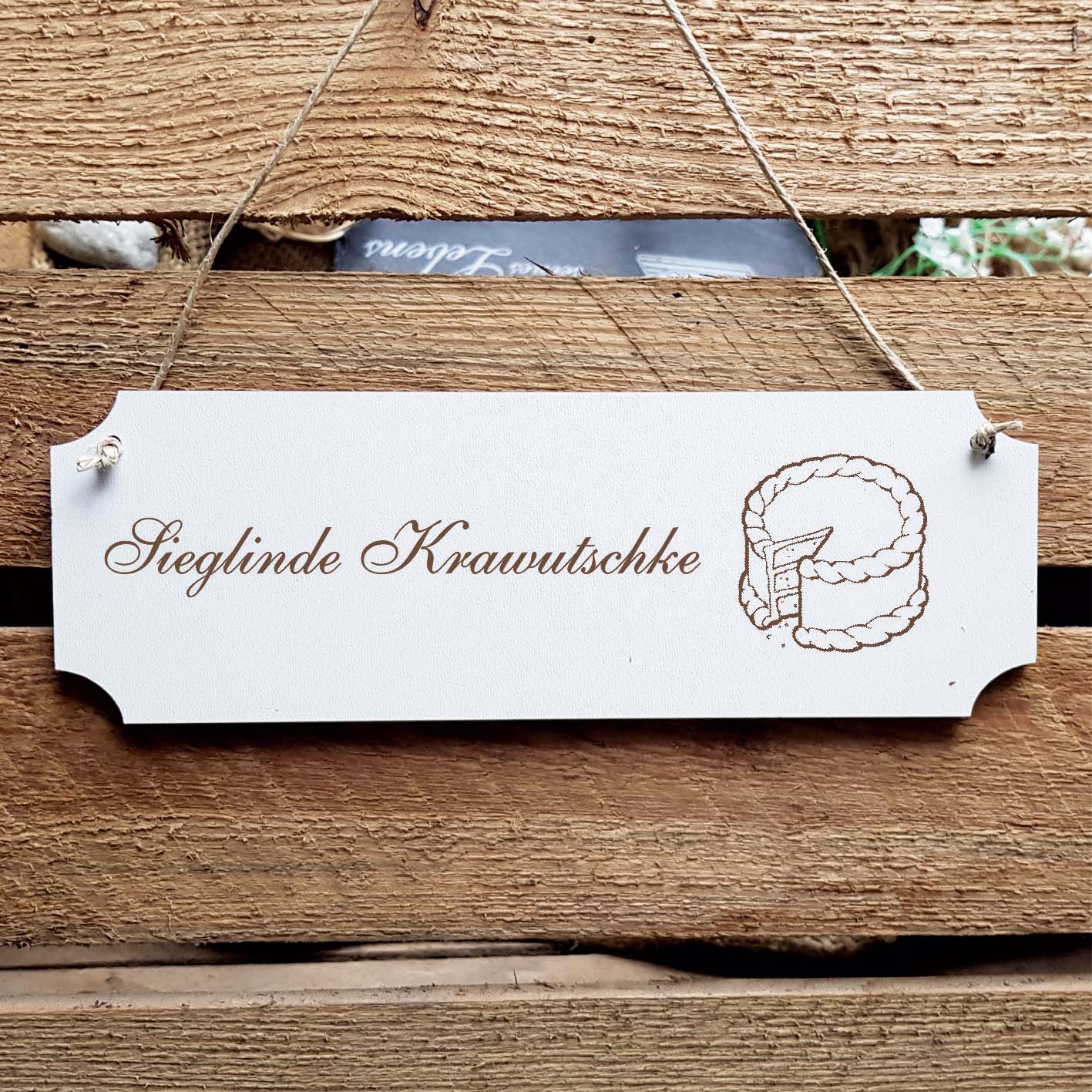 Schild « Torte Konditor » Namensschild Türschild zum Anhängen - 20 x 6,7 cm