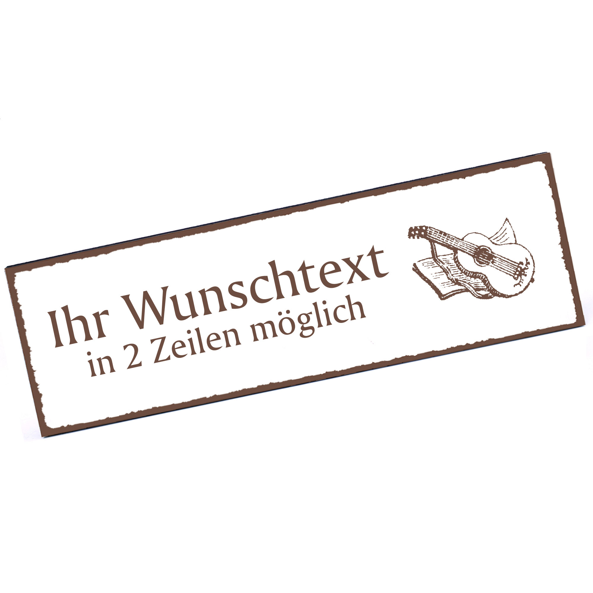 Türschild Gitarre mit Notenbuch  Namensschild personalisiert mit Gravur - 150mm x 50mm - selbstklebe