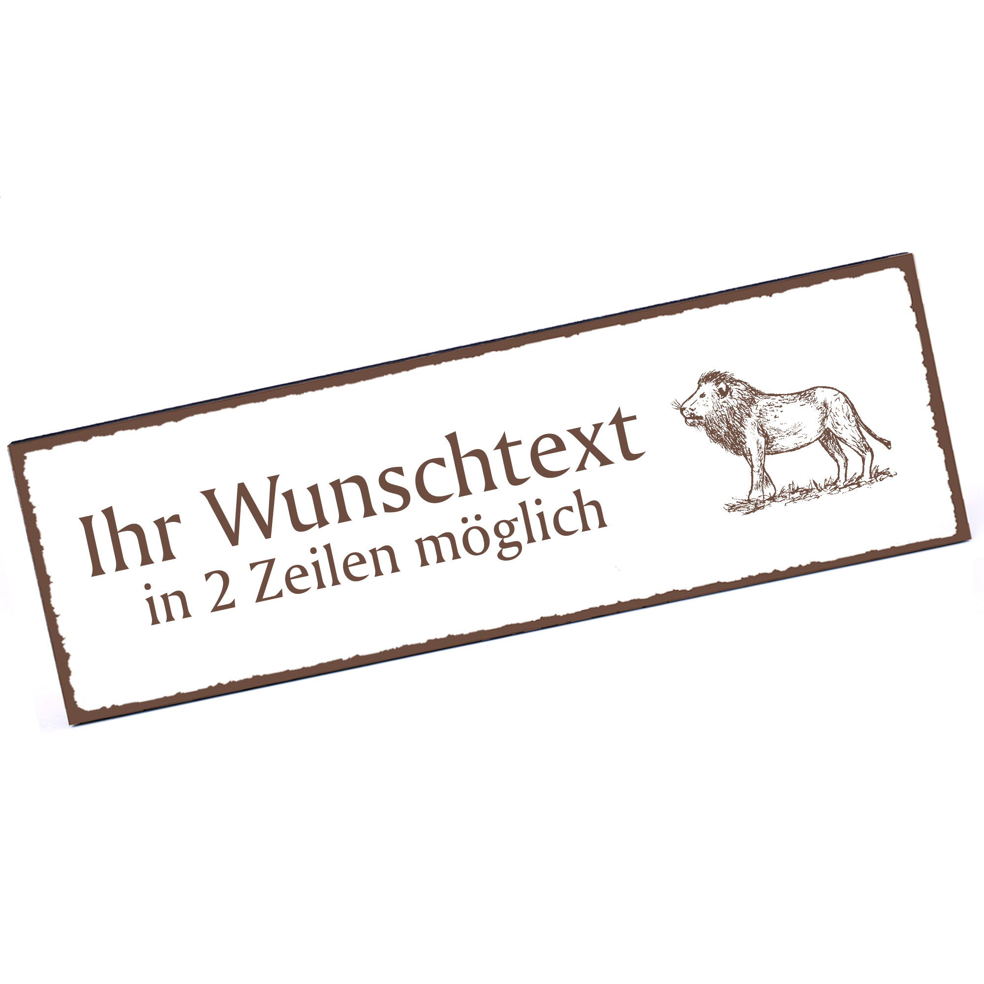 Türschild stehender Löwe  Namensschild personalisiert mit Gravur - 150mm x 50mm - selbstklebend