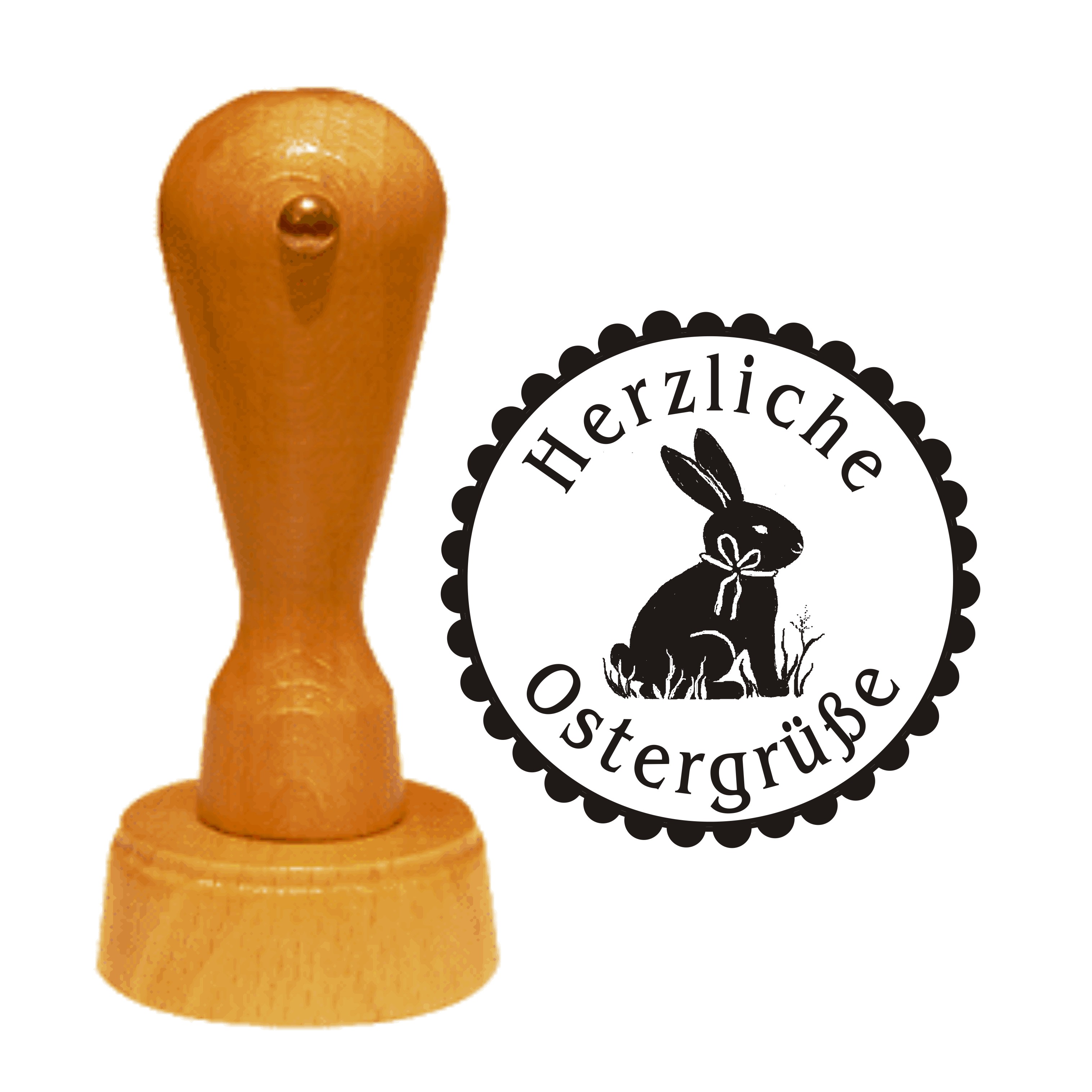 Stempel « HERZLICHE OSTERGRÜßE » Ø 40 mm - Osterhase