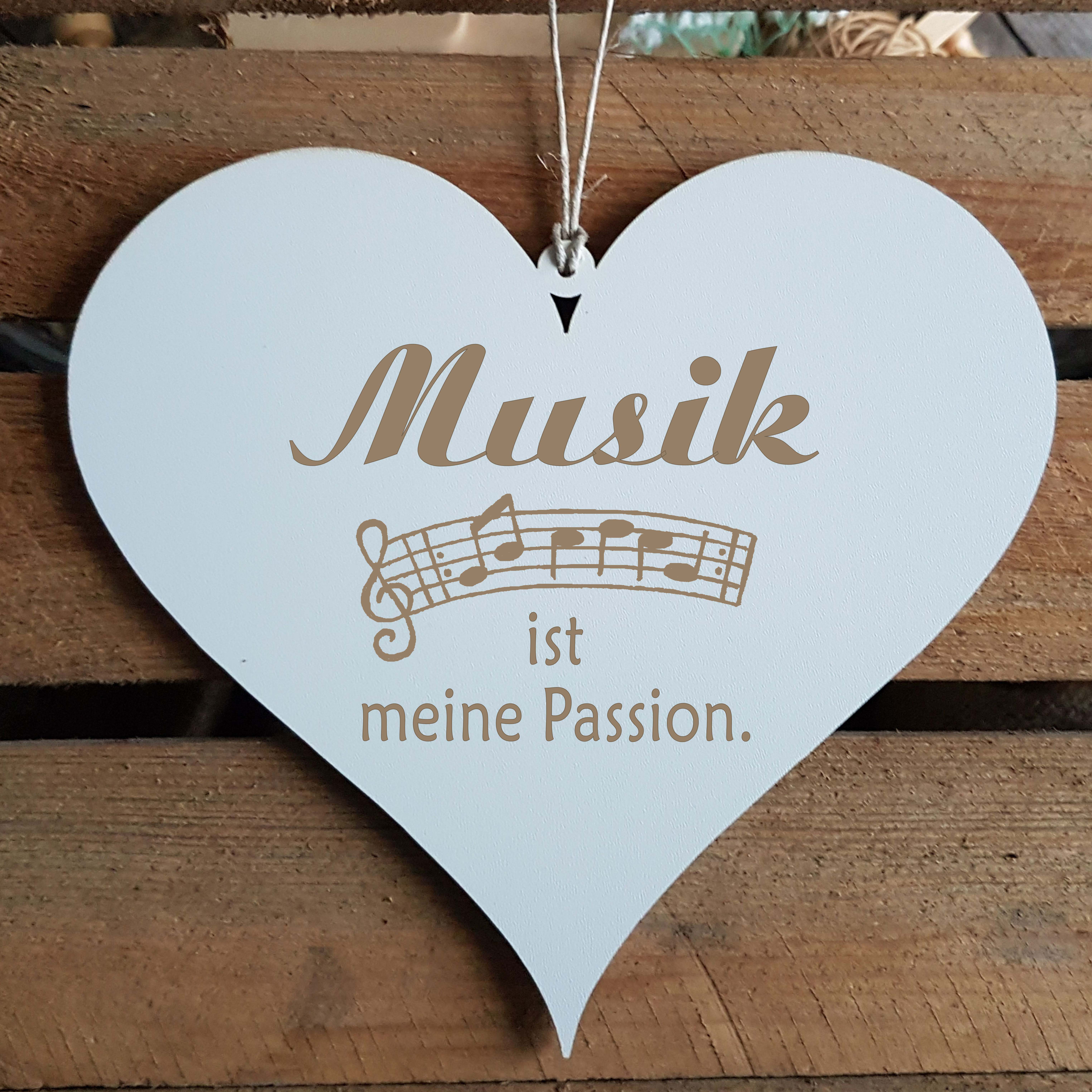 Herz Schild « MUSIK IST MEINE PASSION » mit Motiv