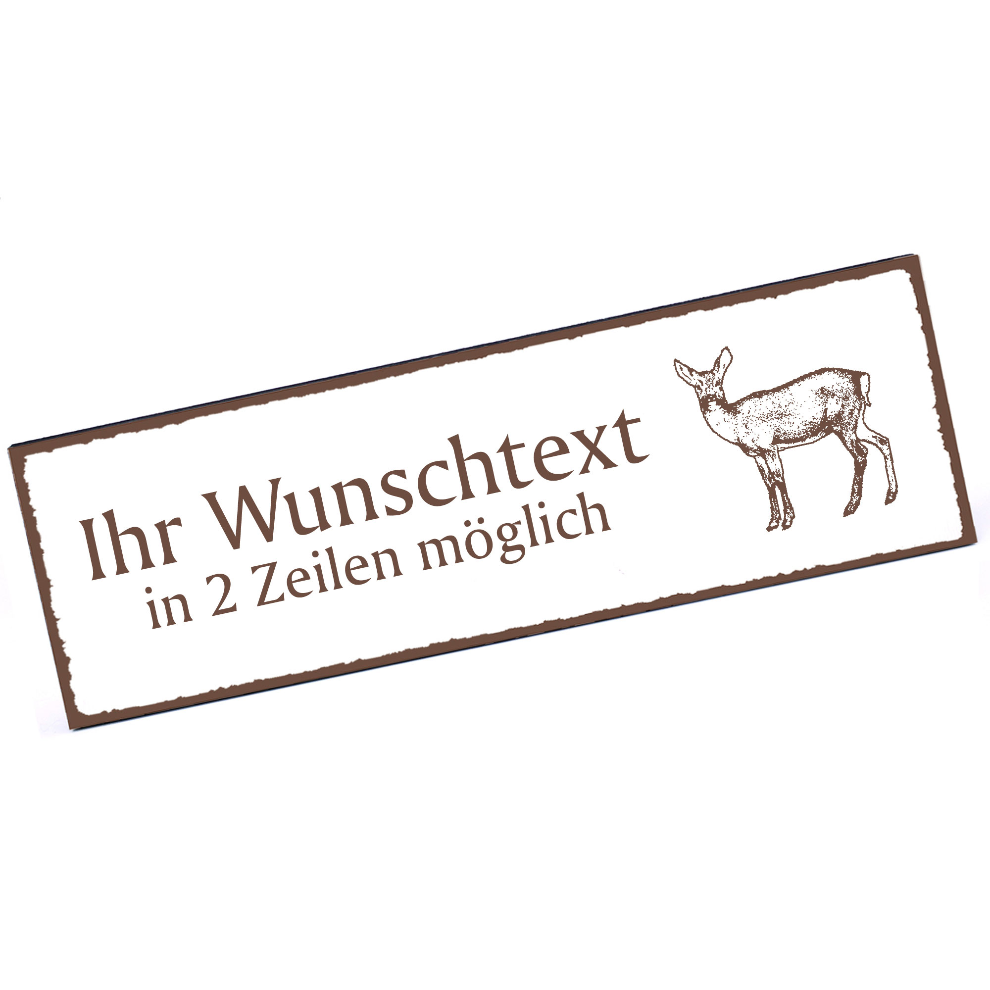 Türschild Reh  Namensschild personalisiert mit Gravur - 150mm x 50mm - selbstklebend