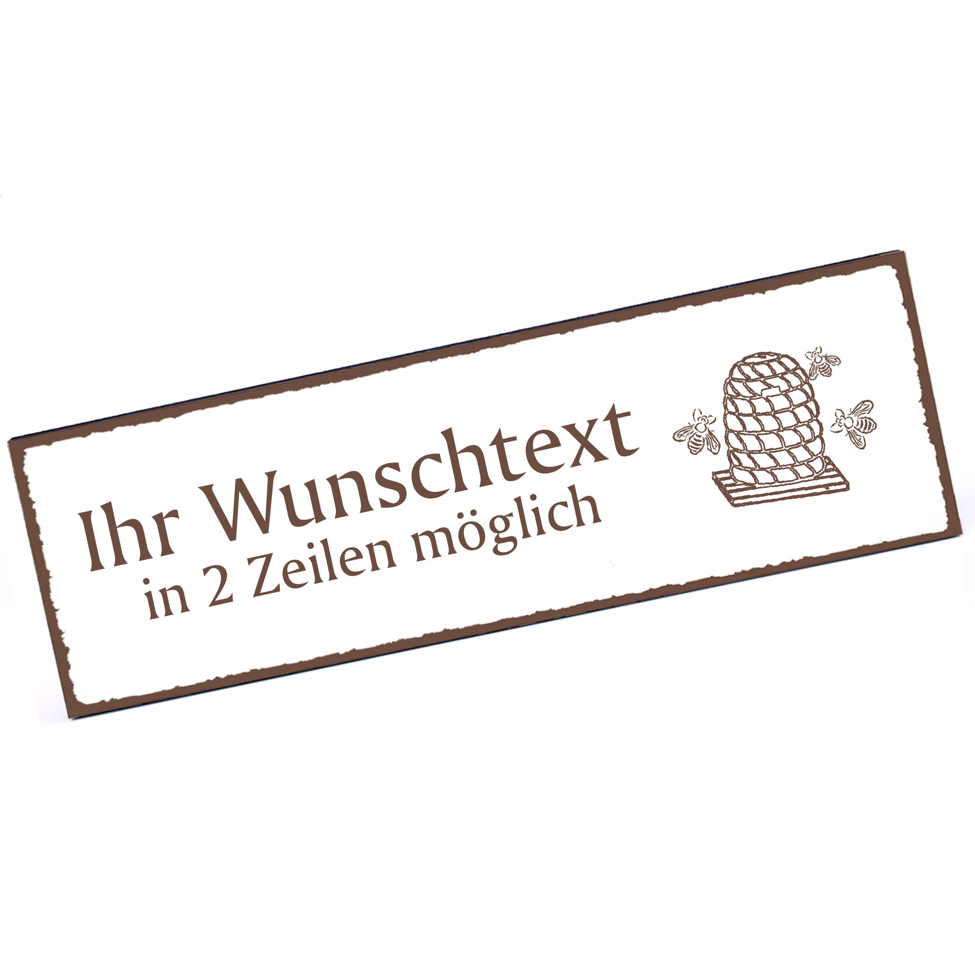 Türschild Bienenstock mit Bienen  Namensschild personalisiert mit Gravur - 150mm x 50mm - selbstkleb