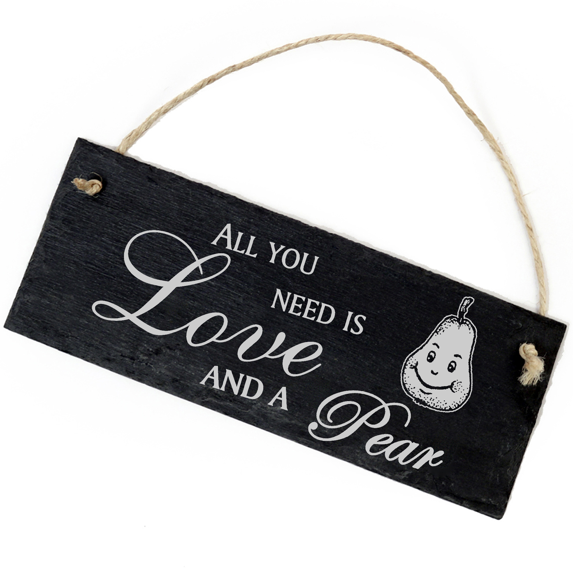 Schiefertafel Deko Birne Schild 22 x 8 cm - All you need is Love and a Pear