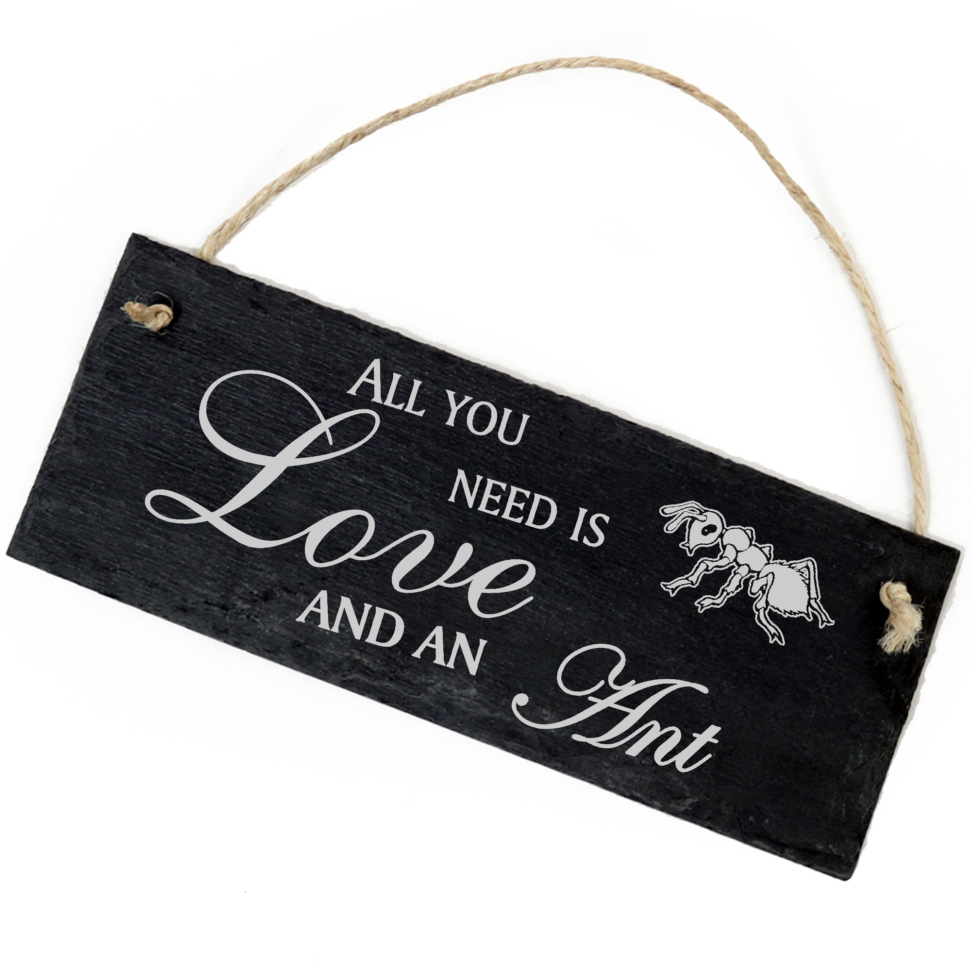 Schiefertafel Deko helle Ameise Schild 22 x 8 cm - All you need is Love and an Ant