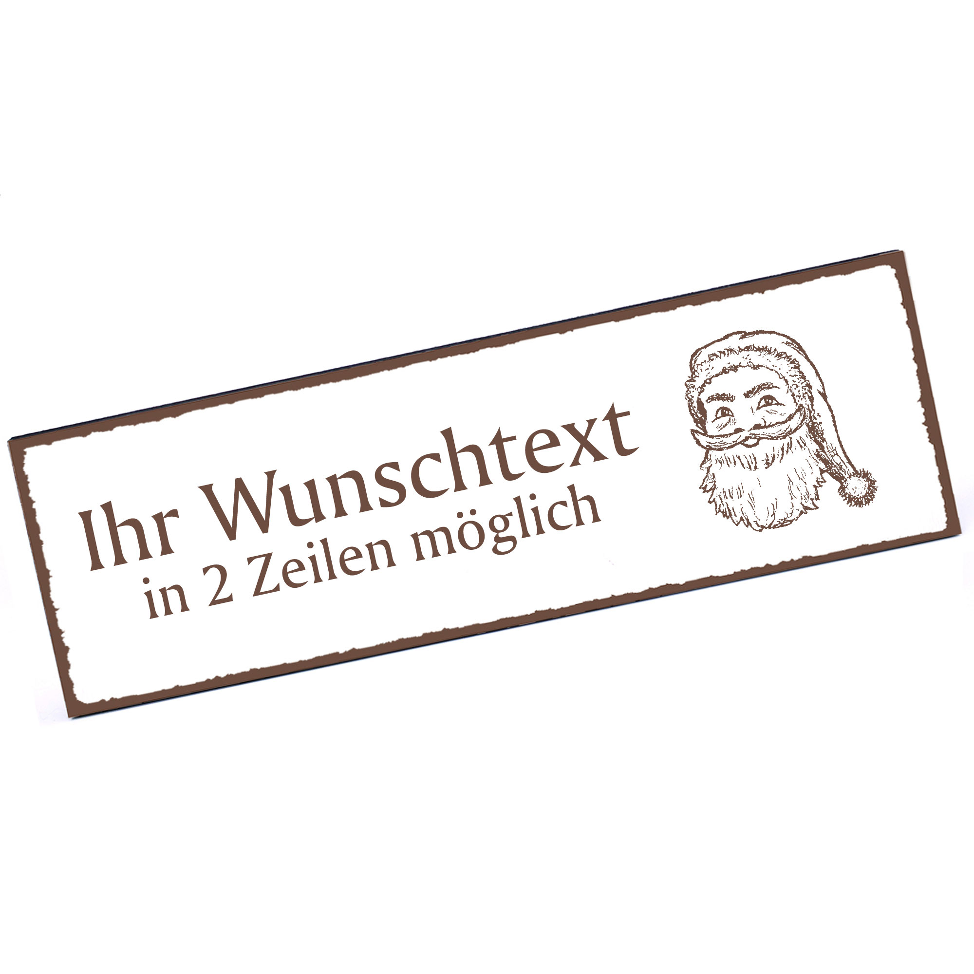 Türschild Weihnachtsmann  Namensschild personalisiert mit Gravur - 150mm x 50mm - selbstklebend