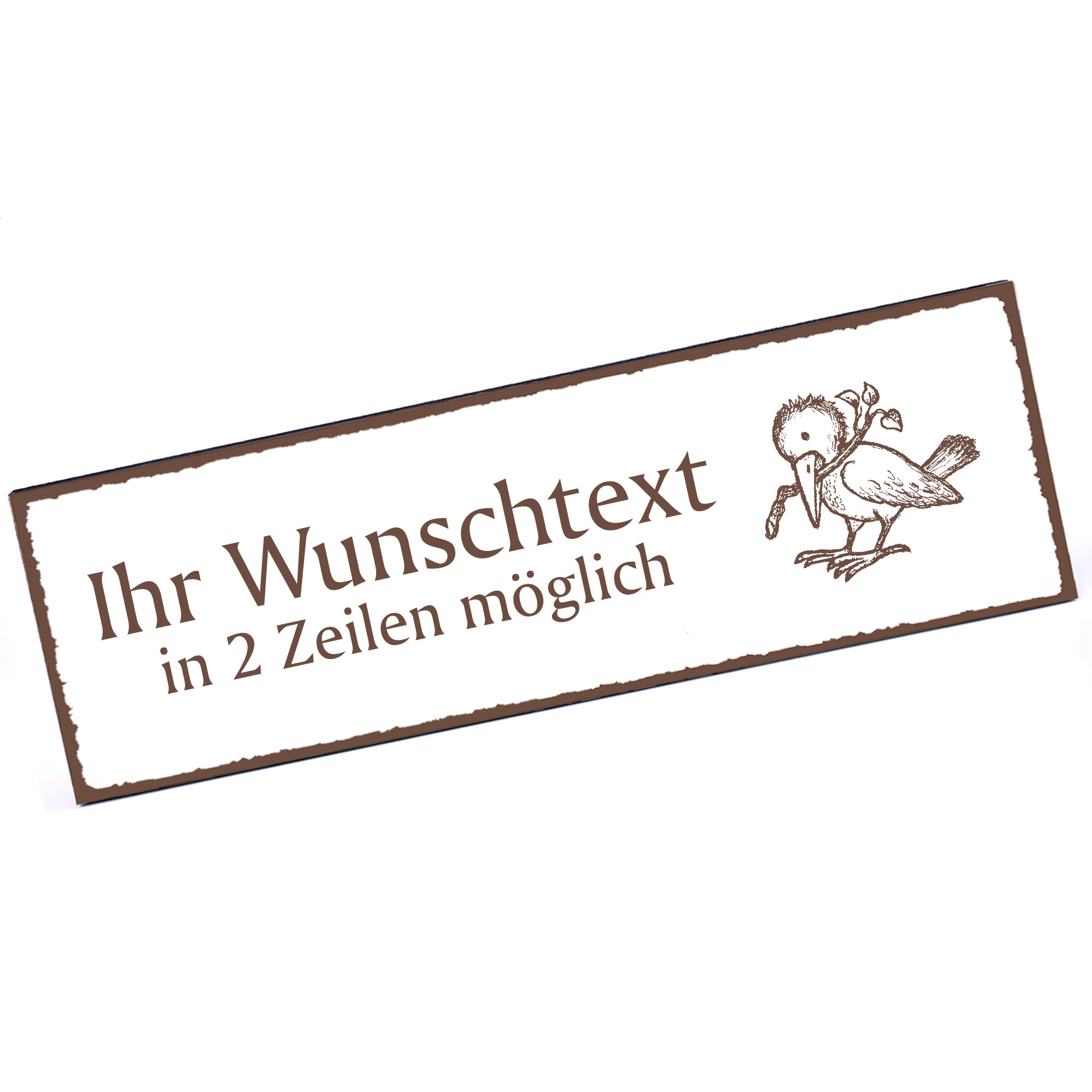 Türschild Rabe mit Stock  Namensschild personalisiert mit Gravur - 150mm x 50mm - selbstklebend
