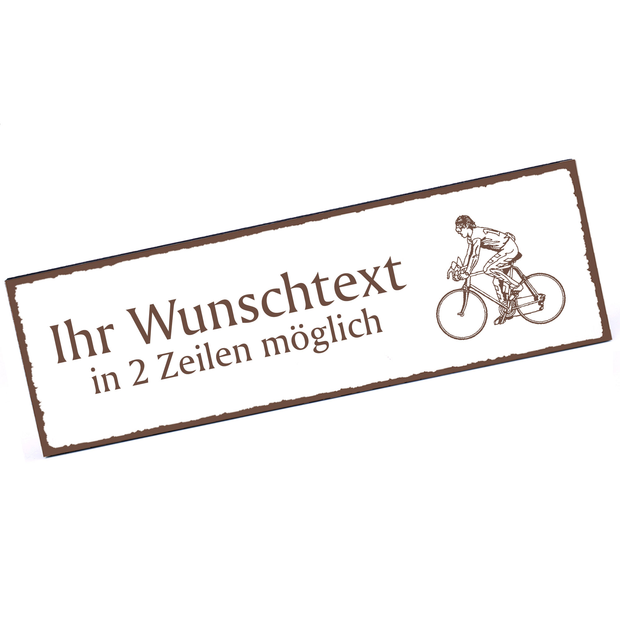 Türschild Radfahrer  Namensschild personalisiert mit Gravur - 150mm x 50mm - selbstklebend