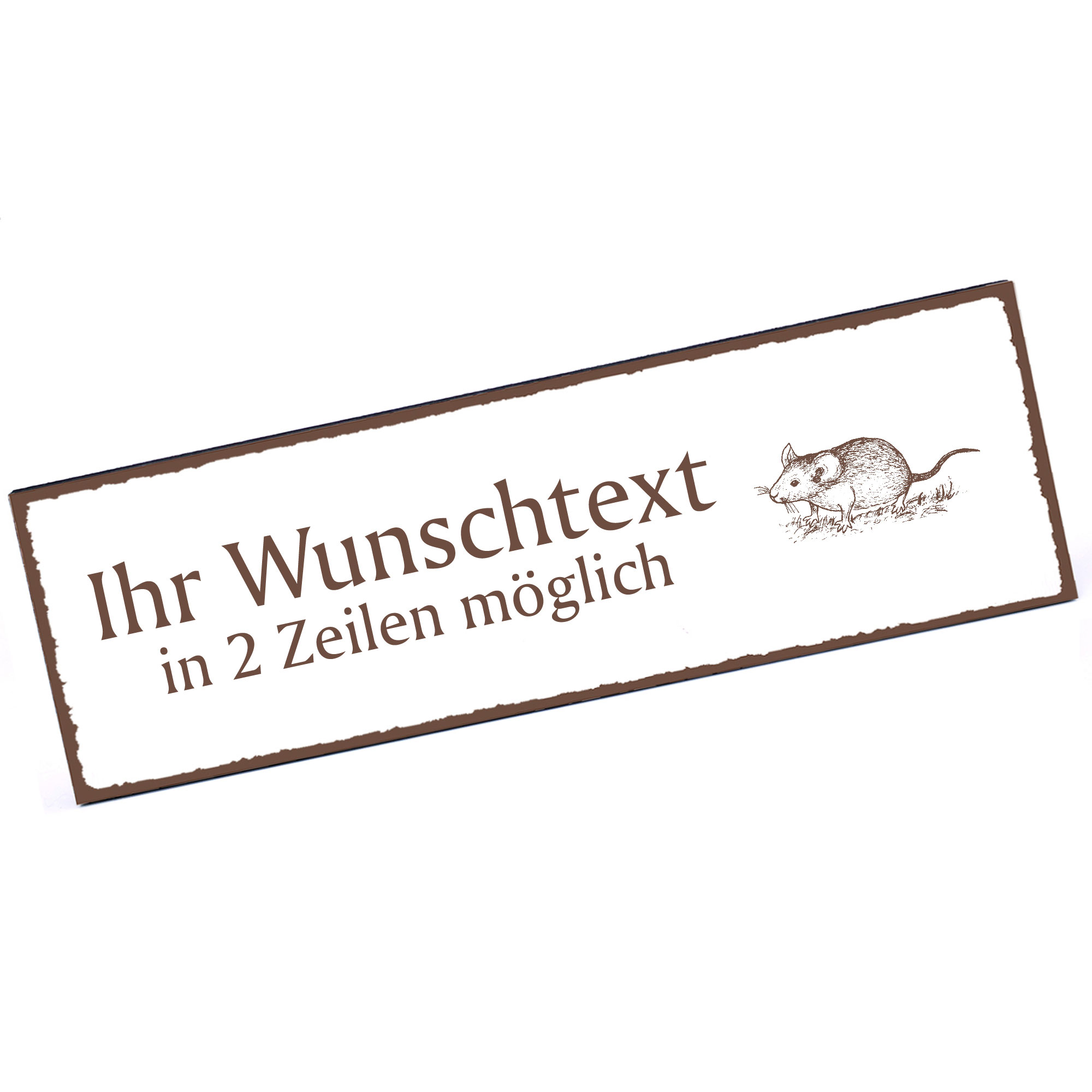 Türschild Maus  Namensschild personalisiert mit Gravur - 150mm x 50mm - selbstklebend