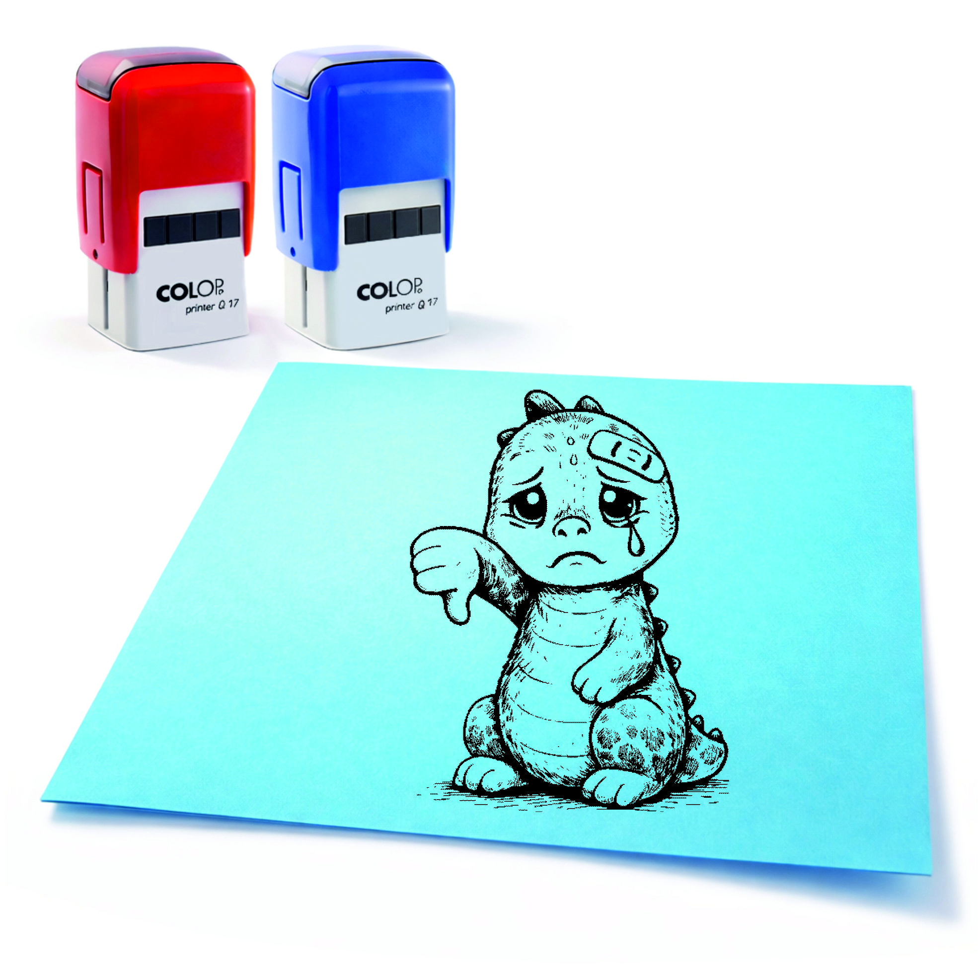  Lehrer Automatikstempel Dino Motivationsstempel Schüler – Tiermotive Daumen runter – Abdruck 16 x 16 mm