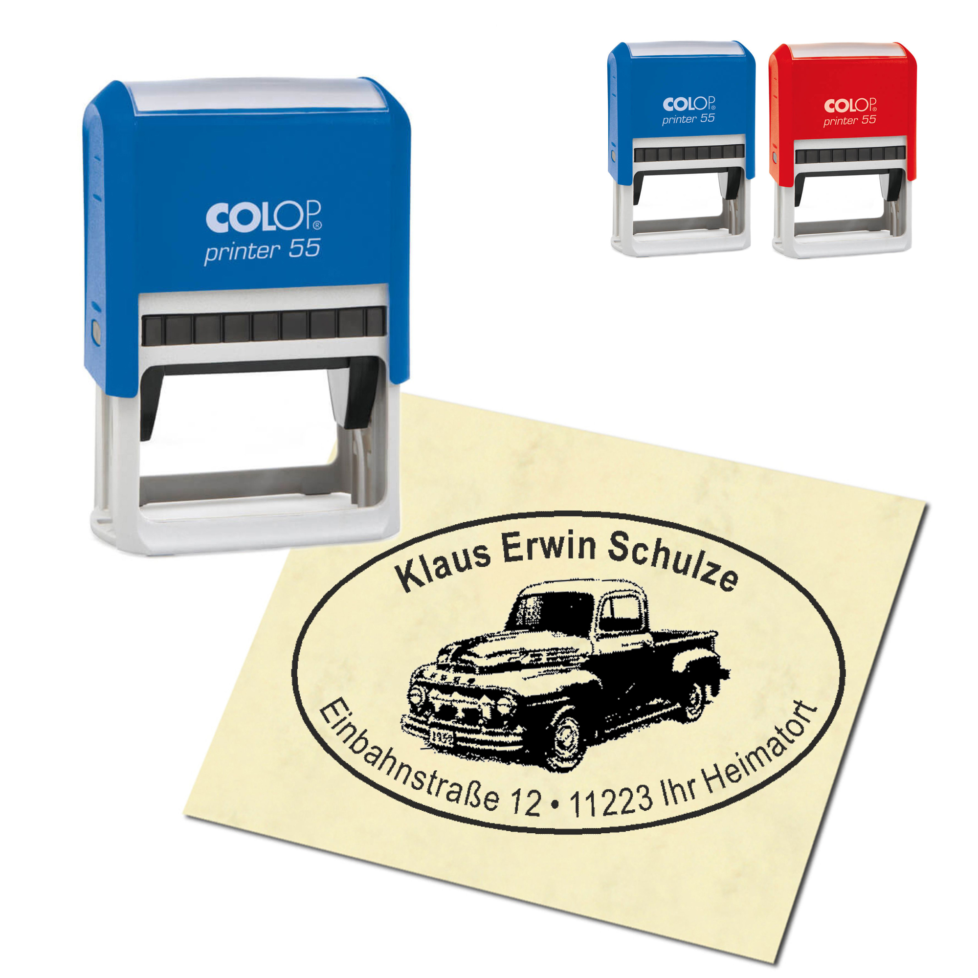 Adressstempel personalisiert Stempel - Pickup - oval 59 x 39 mm
