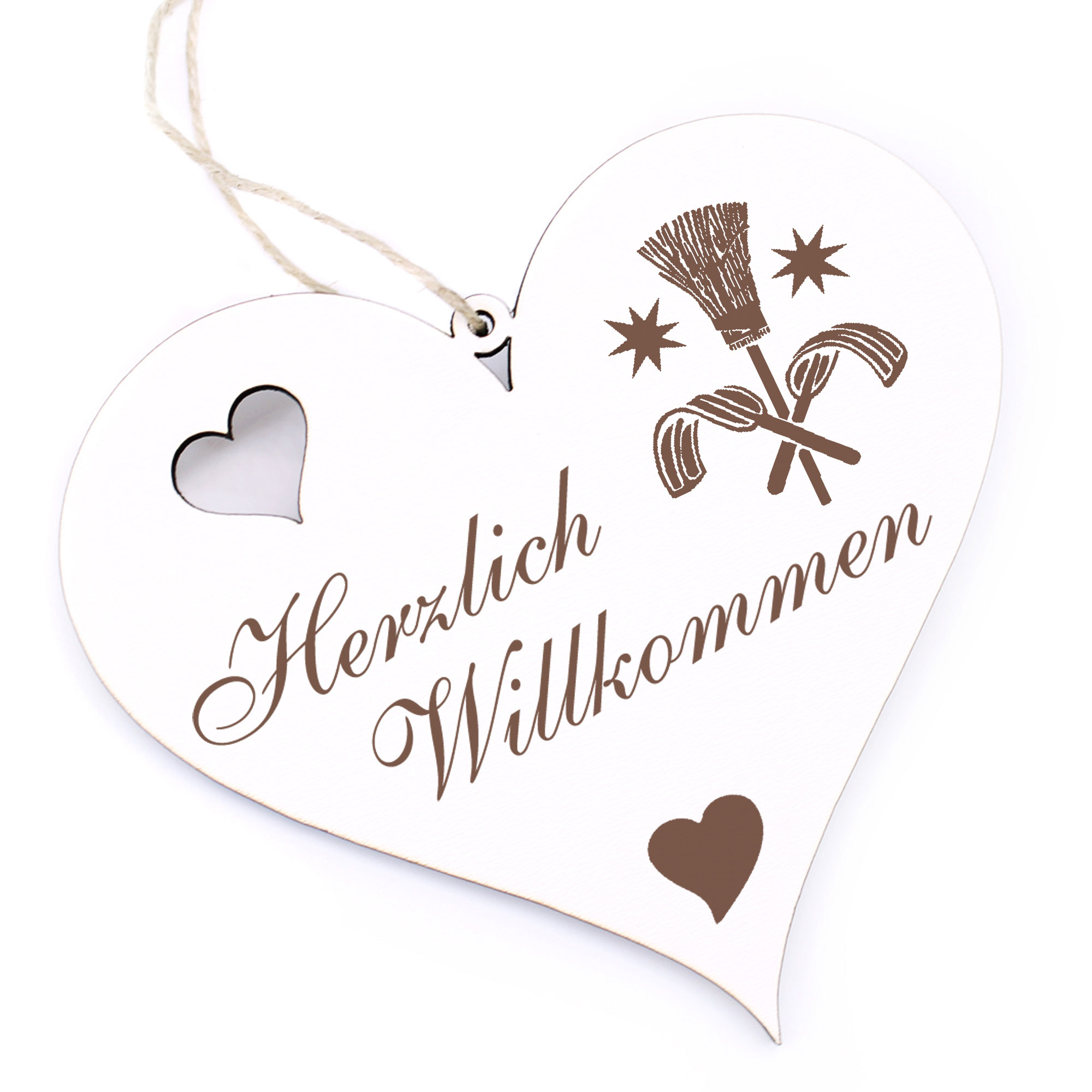 Herzlich Willkommen Schild - Schornsteinfeger - Deko Herz Holz