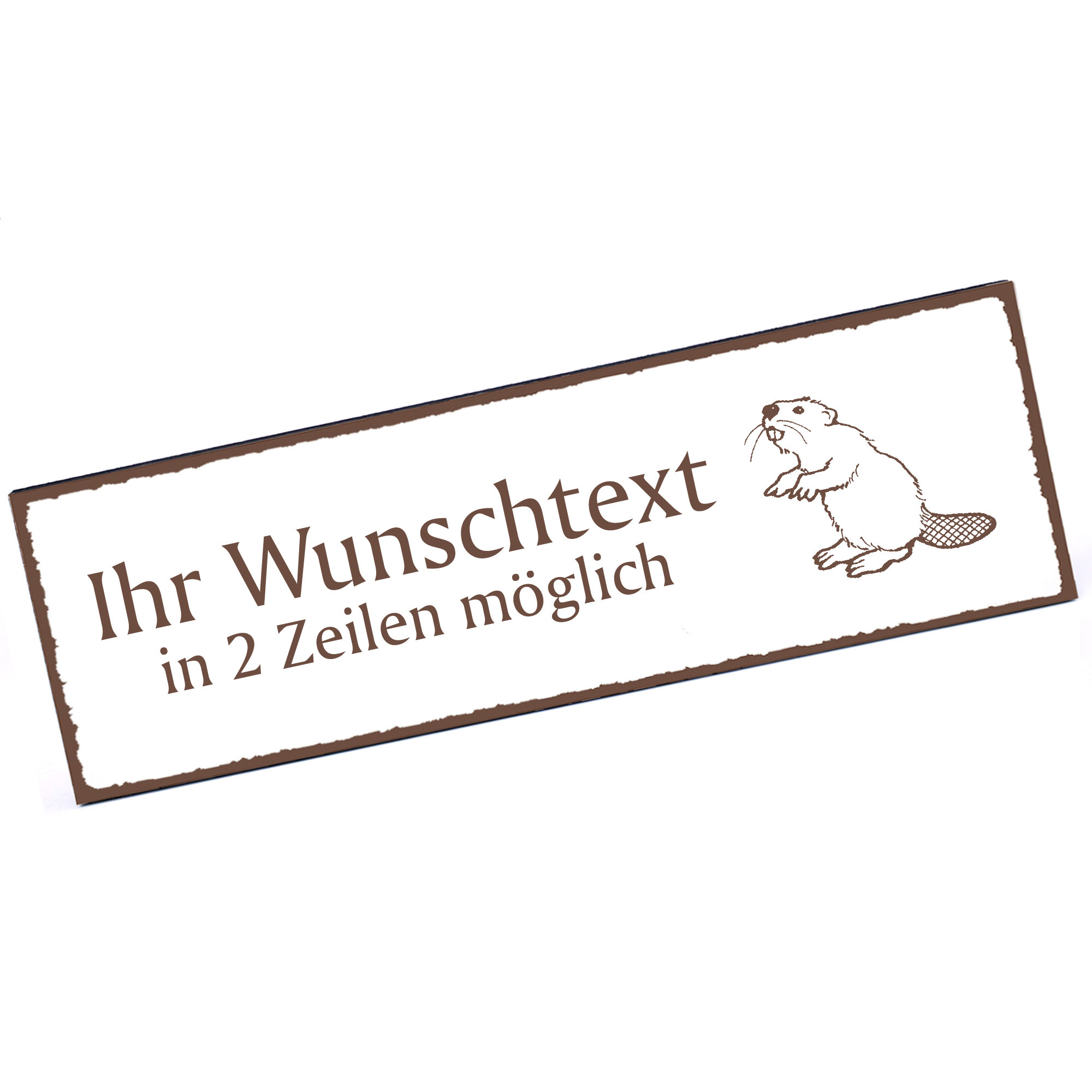 Türschild niedlicher Biber  Namensschild personalisiert mit Gravur - 150mm x 50mm - selbstklebend