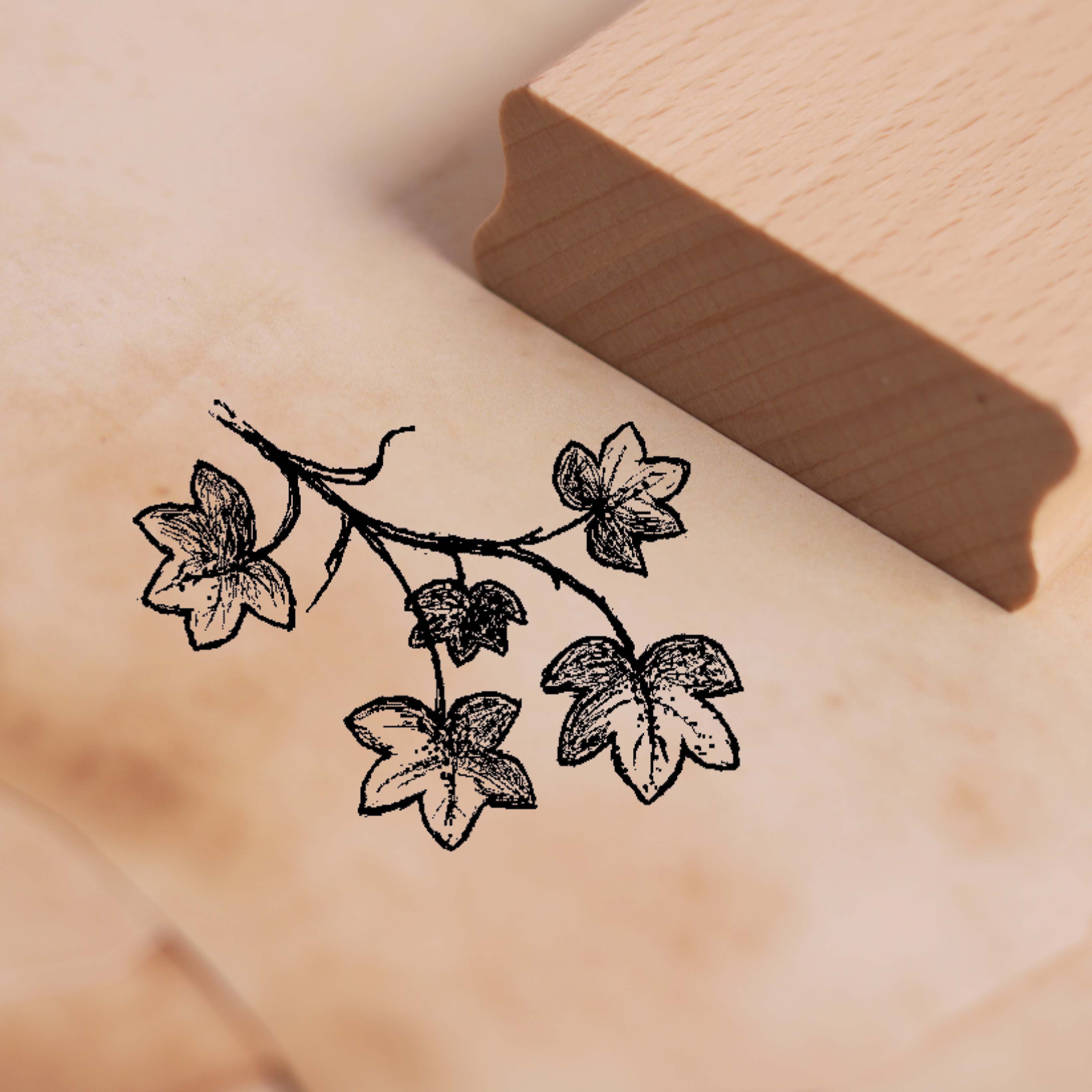 Motivstempel Blätterzweig Ahorn - Stempel Holzstempel 38 x 28 mm