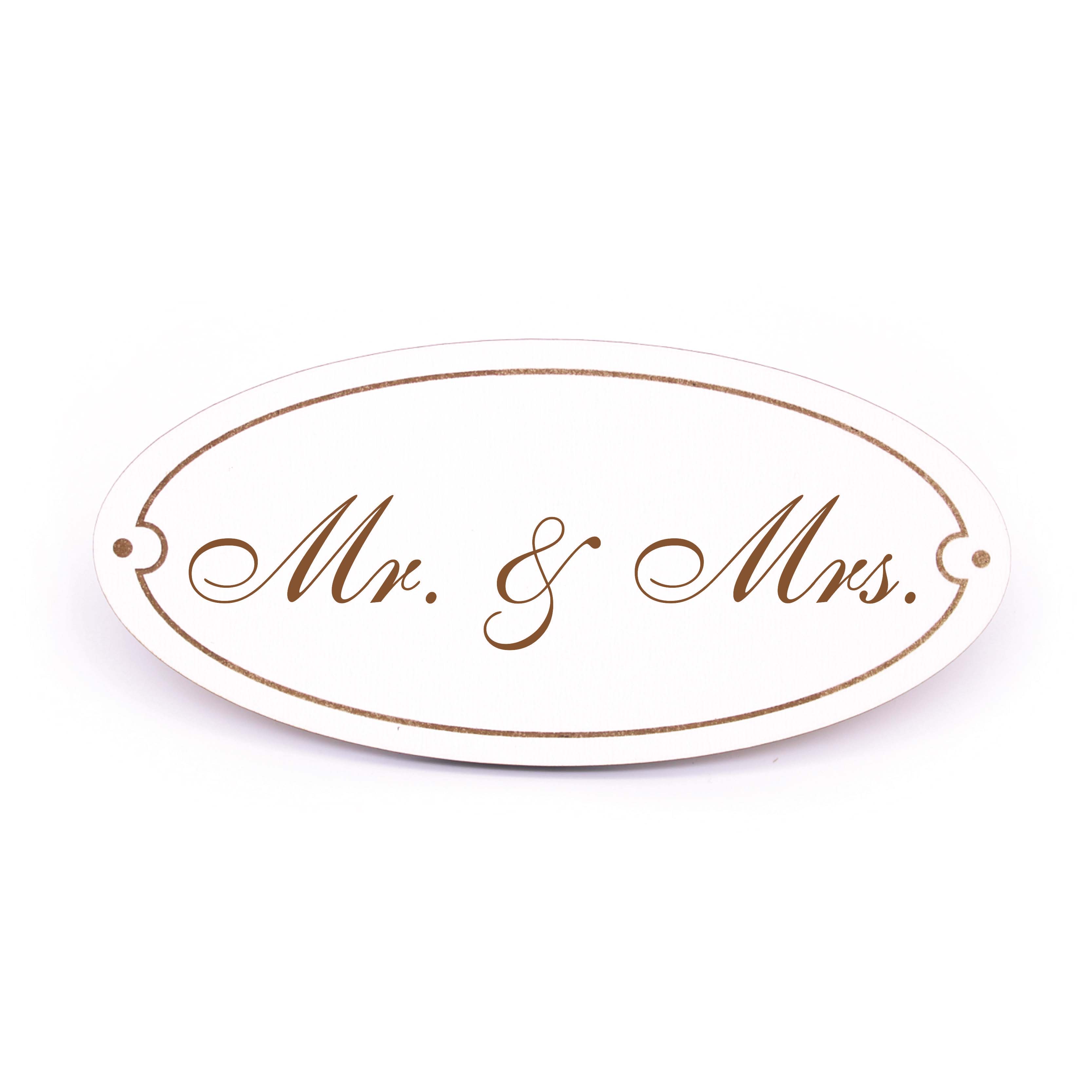Ovales Türschild Mr. & Mrs. - selbstklebend - 15 x 7 cm