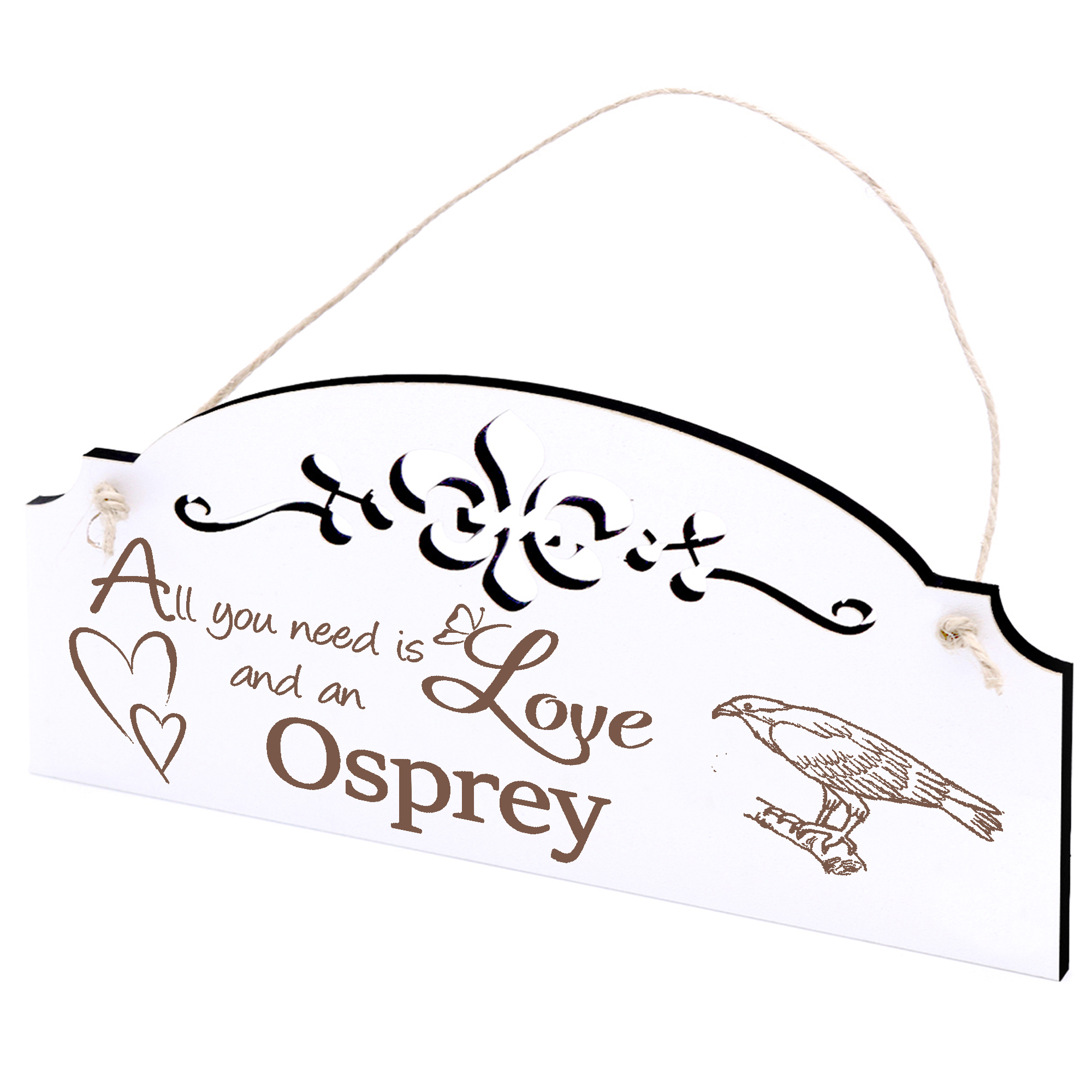 Schild Fischadler Deko 20x10cm - All you need is Love and an Osprey - Holz