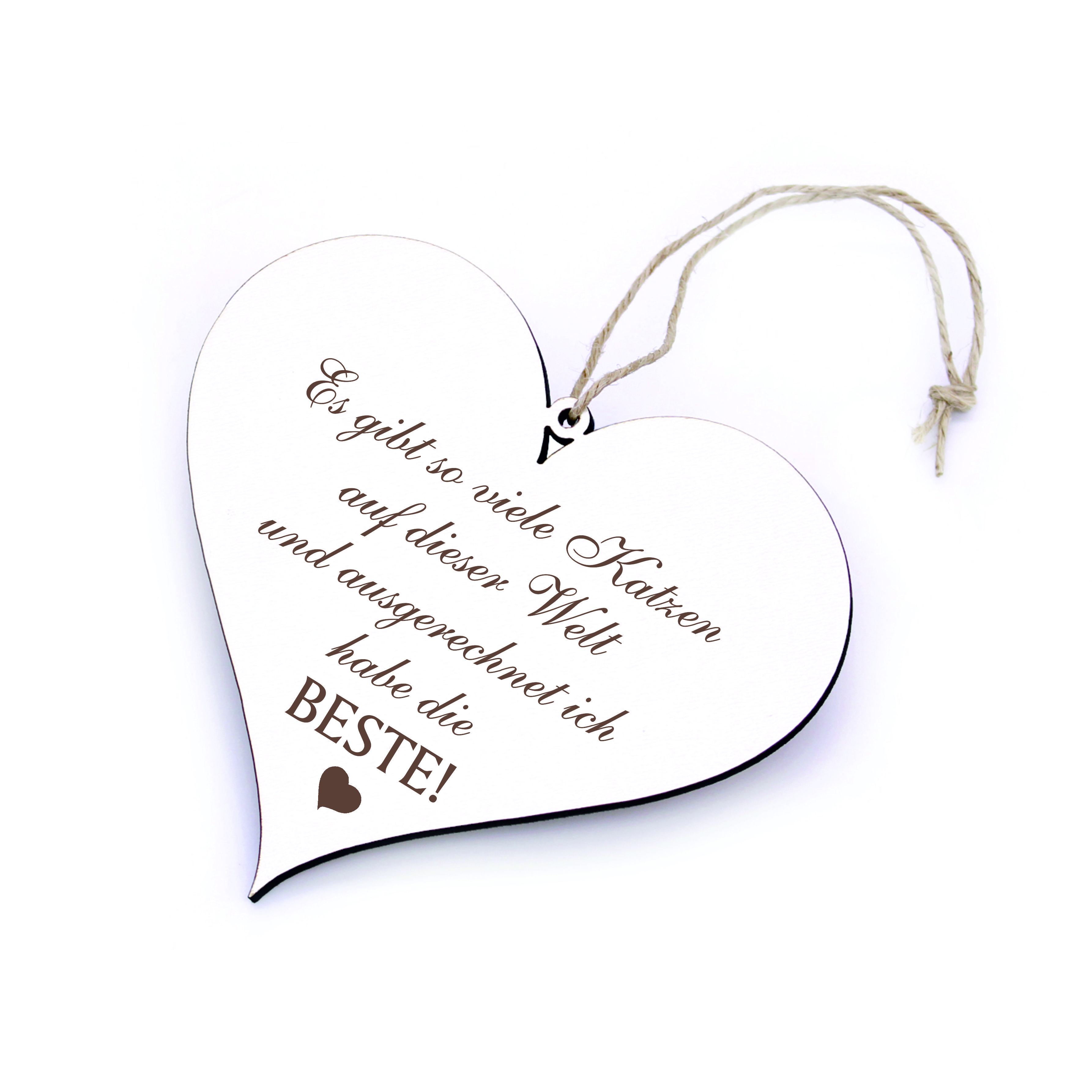 Schild Herz mit Spruch Beste Katze der Welt - 13 x 12 cm