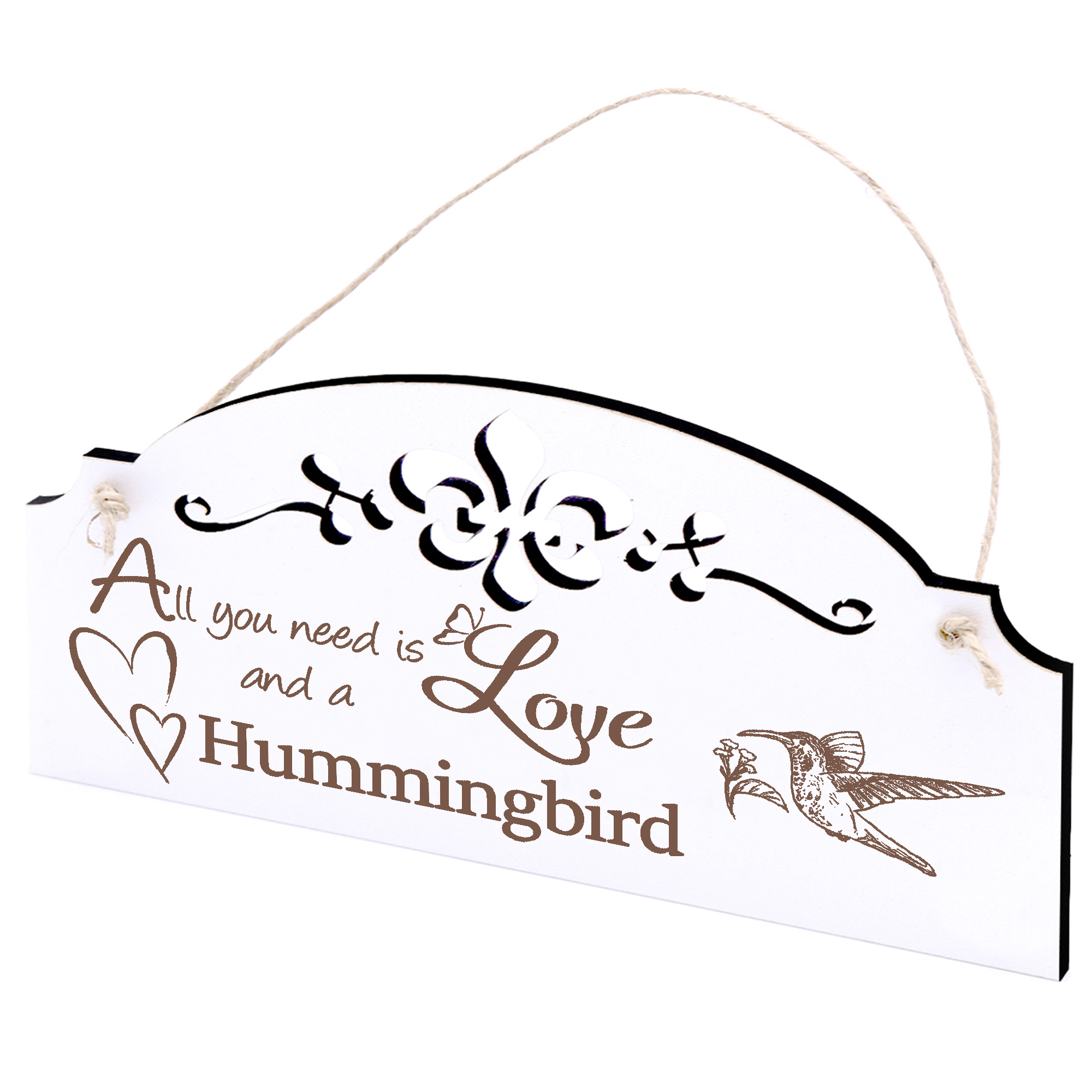 Schild Kolibri Deko 20x10cm - All you need is Love and a Hummingbird - Holz