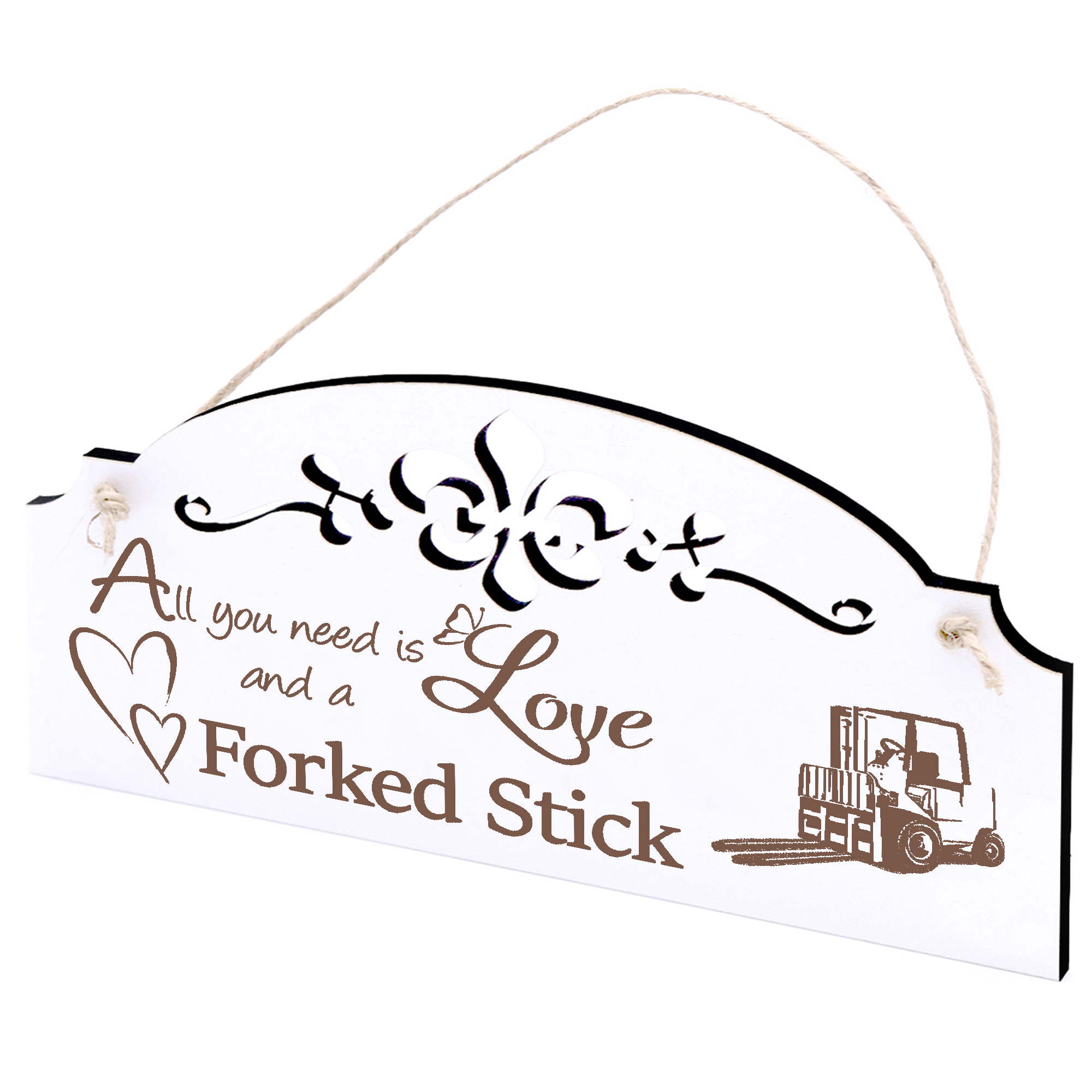 Schild Gabelstabler Deko 20x10cm - All you need is Love and a Forked Stick - Holz
