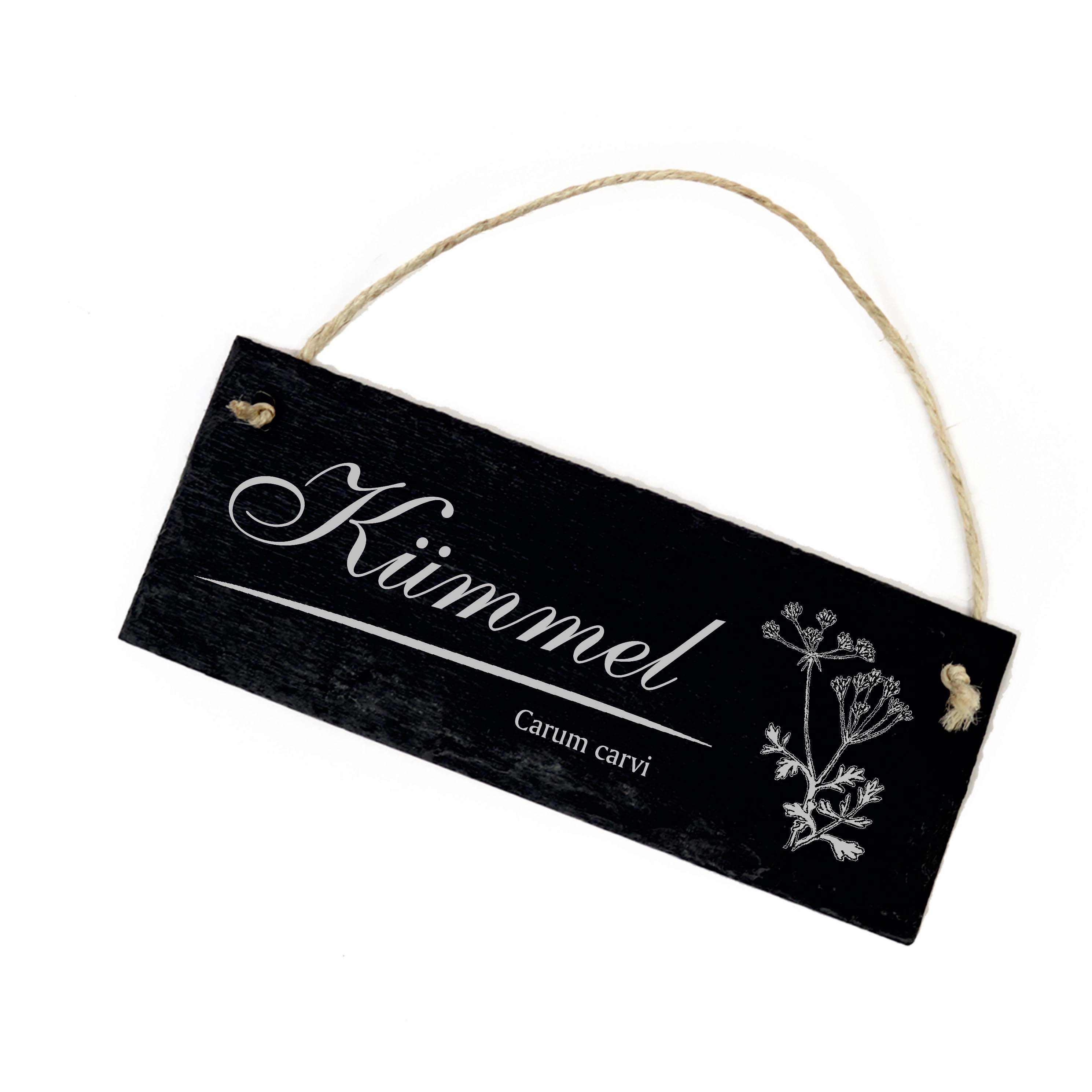 Schiefertafel Kümmel - Carum carvi - 22 x 8 cm - Küche Kräuter Garten