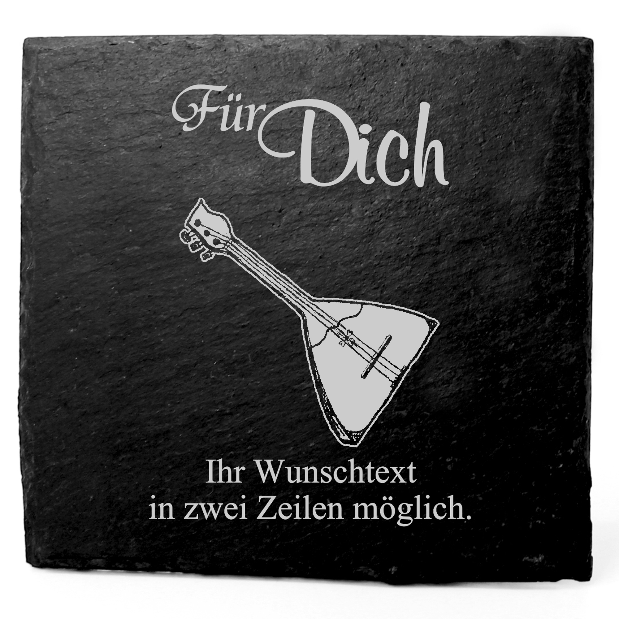 Deko Schiefer Untersetzer personalisiert Balalaika - Für Dich - 11x11cm