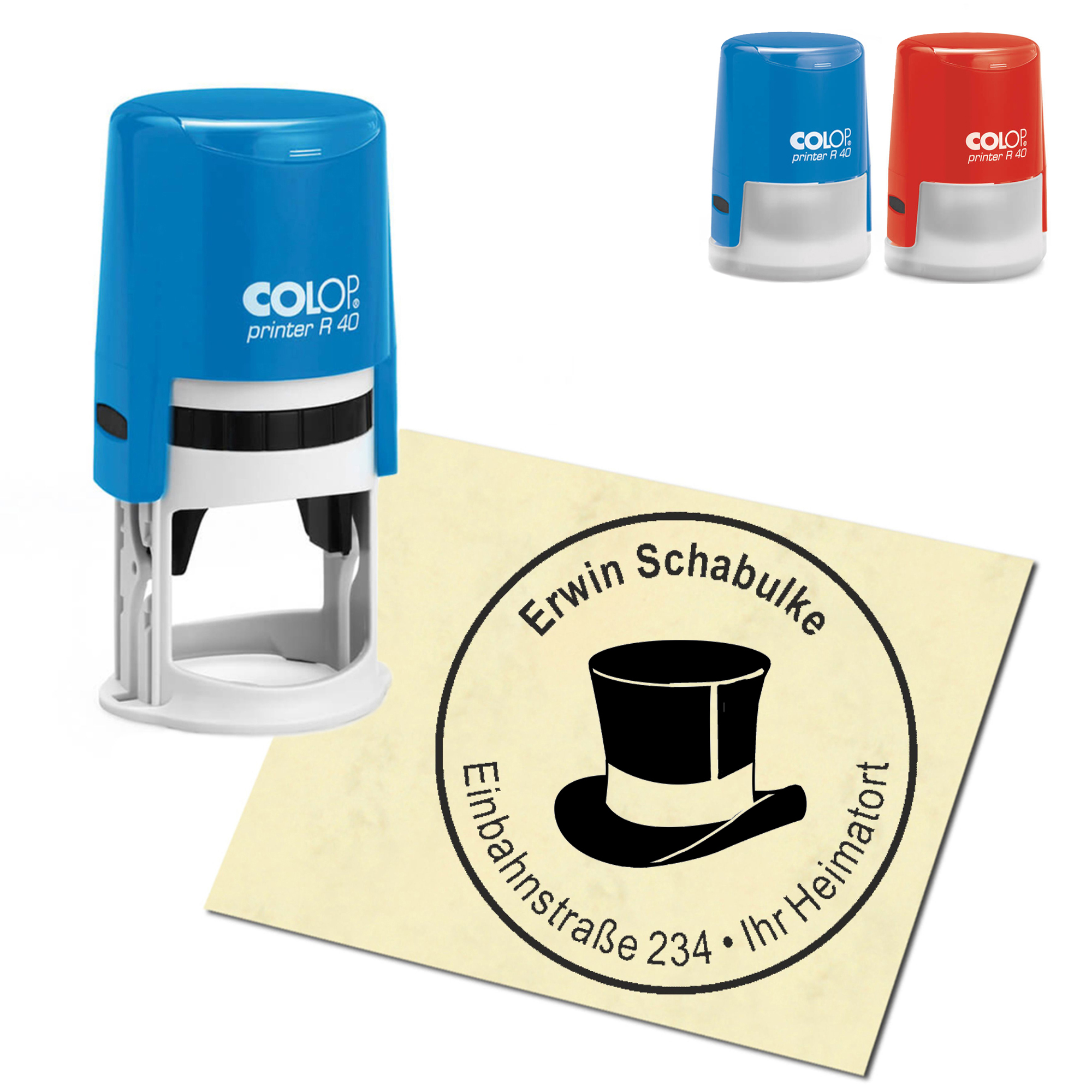 Stempel Adressstempel personalisiert - Zylinder - rund &empty; 40mm