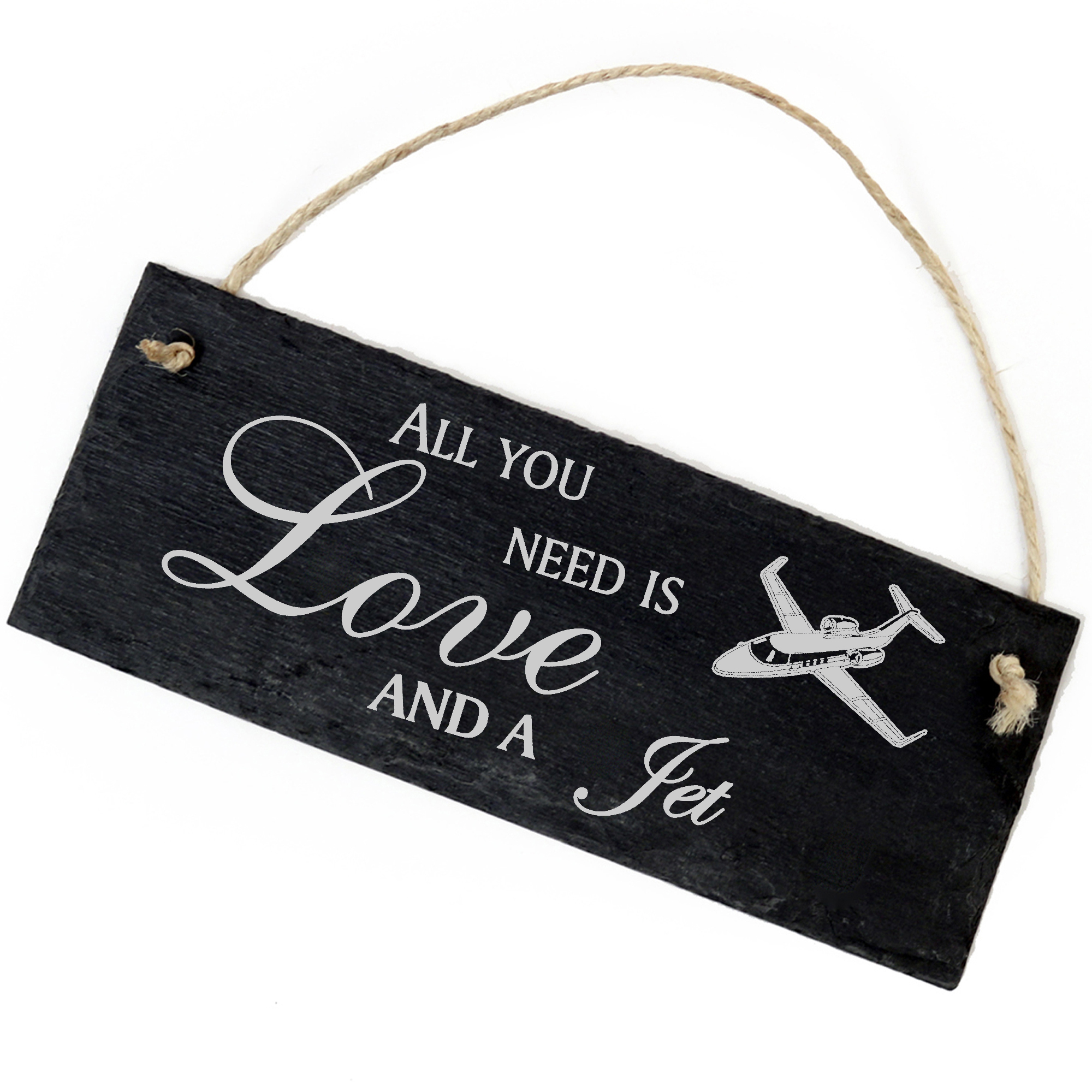 Schiefertafel Deko Jet Schild 22 x 8 cm - All you need is Love and a Jet