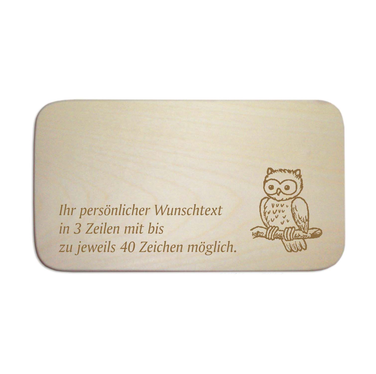 Frühstücksbrettchen « EULE » für Kinder - mit Wunschgravur