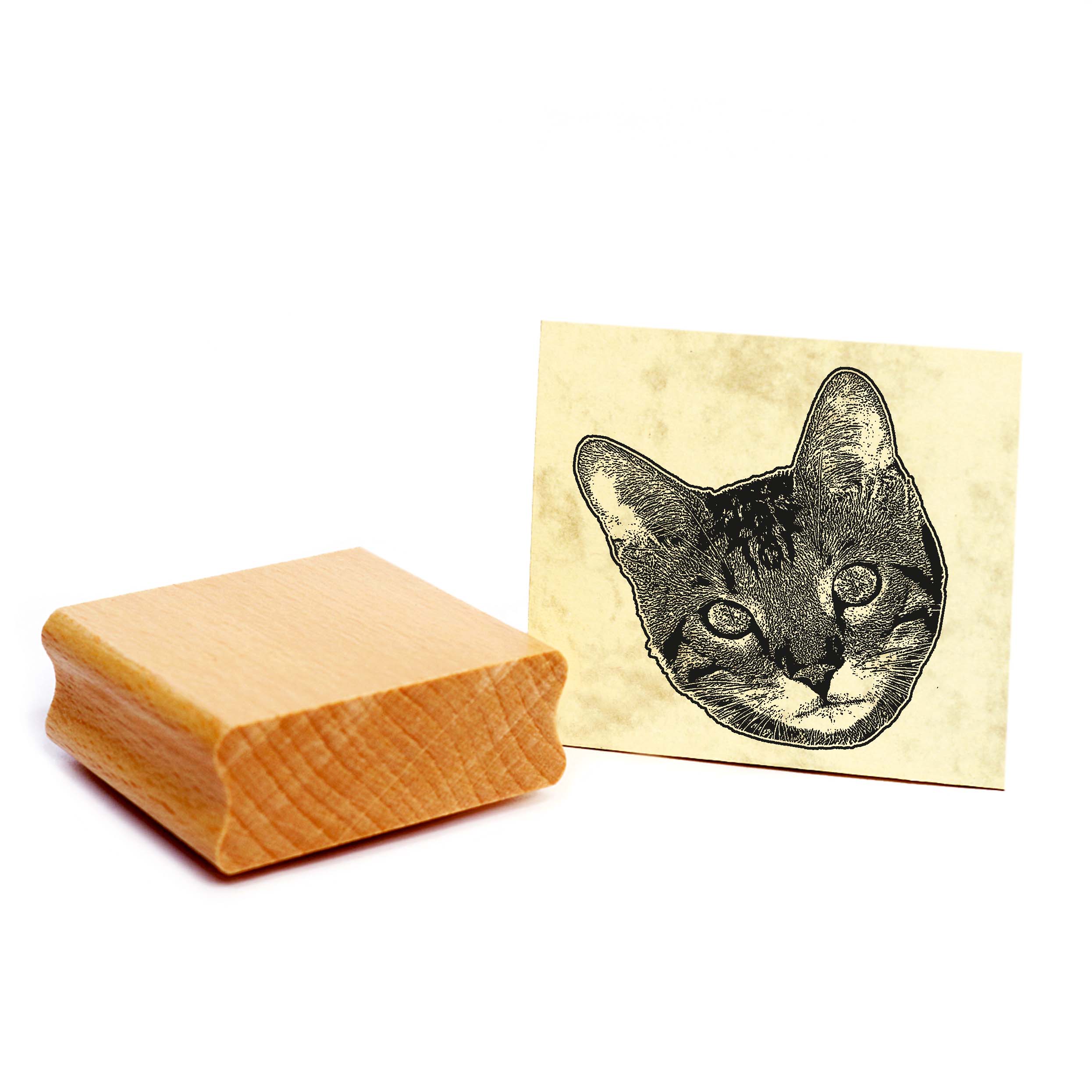 Motivstempel Bengalkatze - Stempel Katze Holzstempel ca. 48 x 48 mm