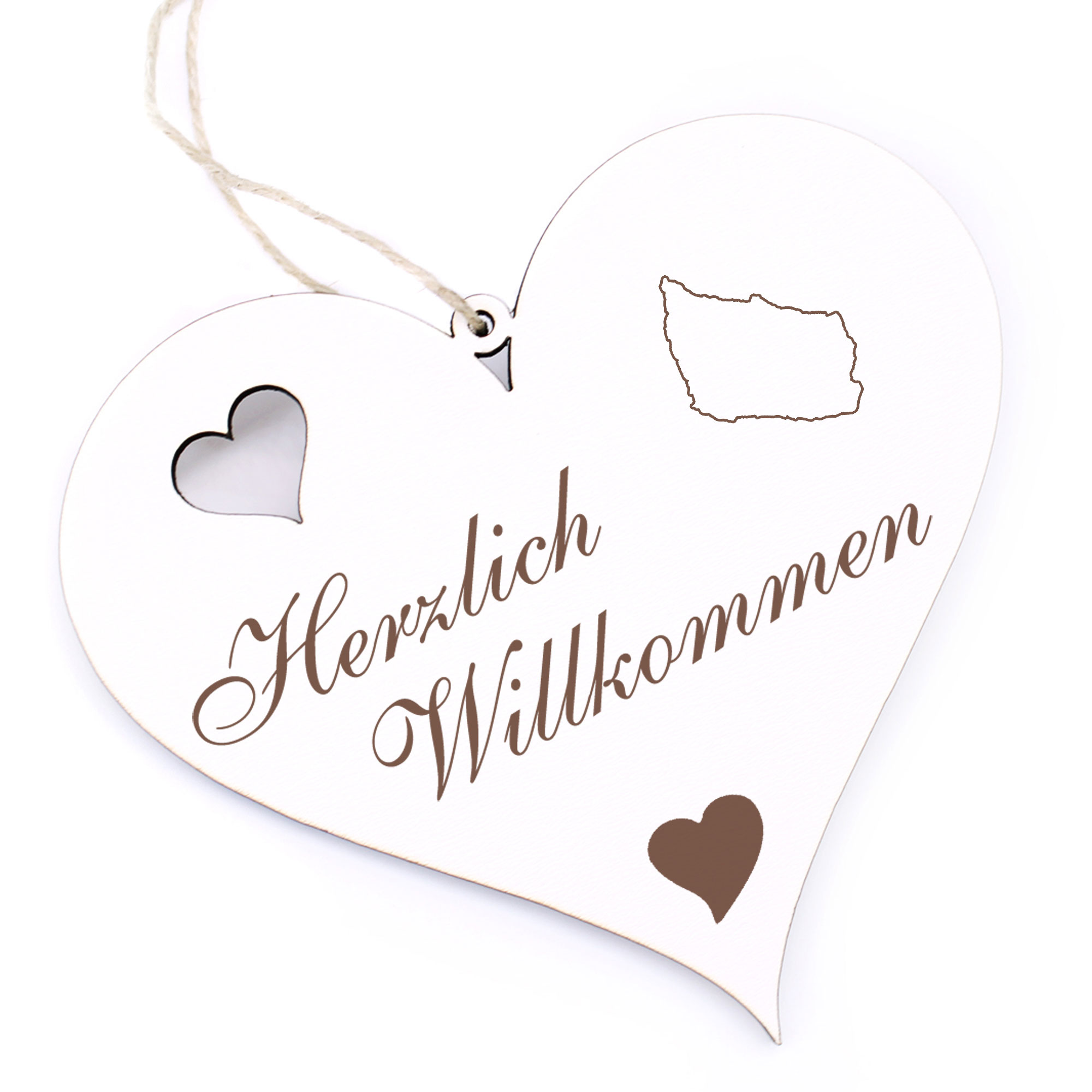 Herzlich Willkommen Schild - Insel Bornholm - Deko Herz Holz