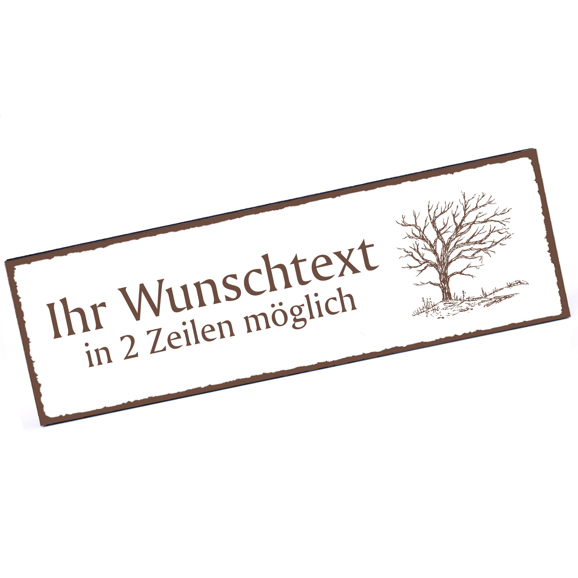Türschild Baum ohne Blätter  Namensschild personalisiert mit Gravur - 150mm x 50mm - selbstklebend