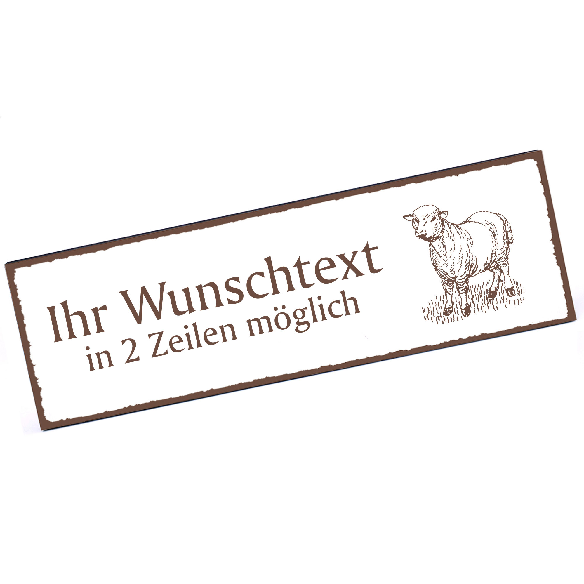Türschild Schaf  Namensschild personalisiert mit Gravur - 150mm x 50mm - selbstklebend