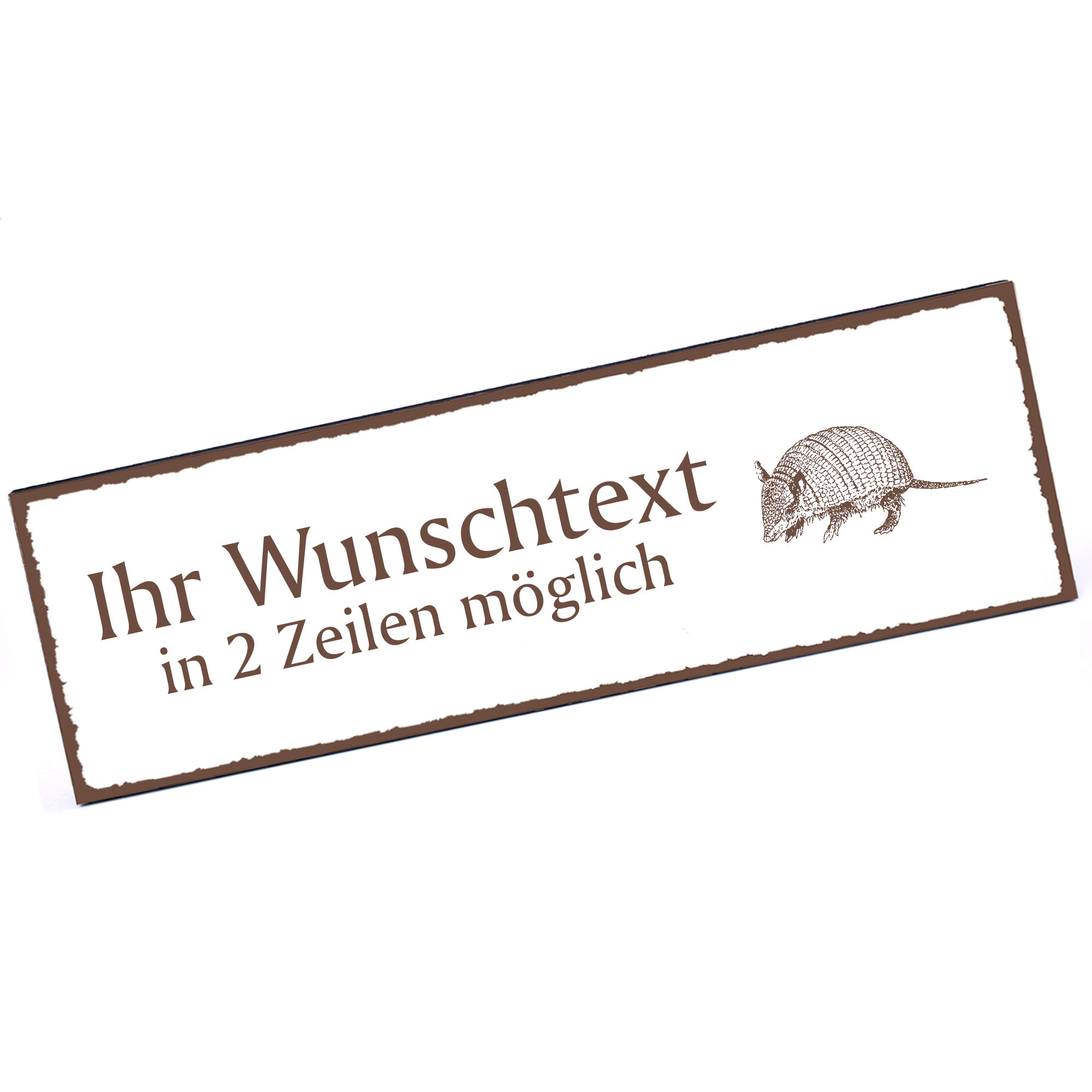 Türschild Gürteltier Armadillo  Namensschild personalisiert mit Gravur - 150mm x 50mm - selbstkleben