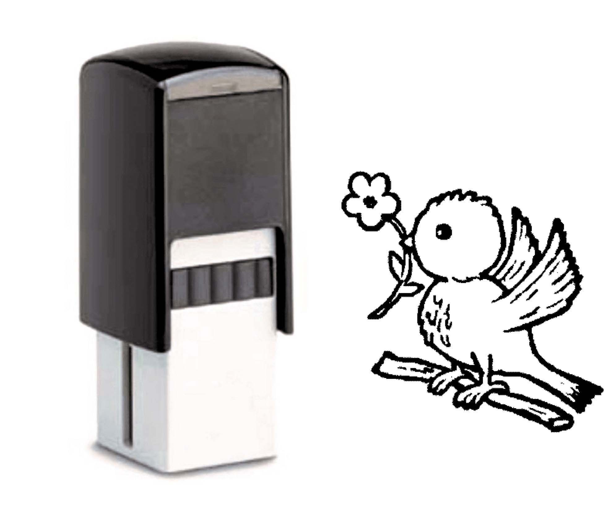 Bonuskartenstempel Vogel mit Blume - 10 x 10 mm