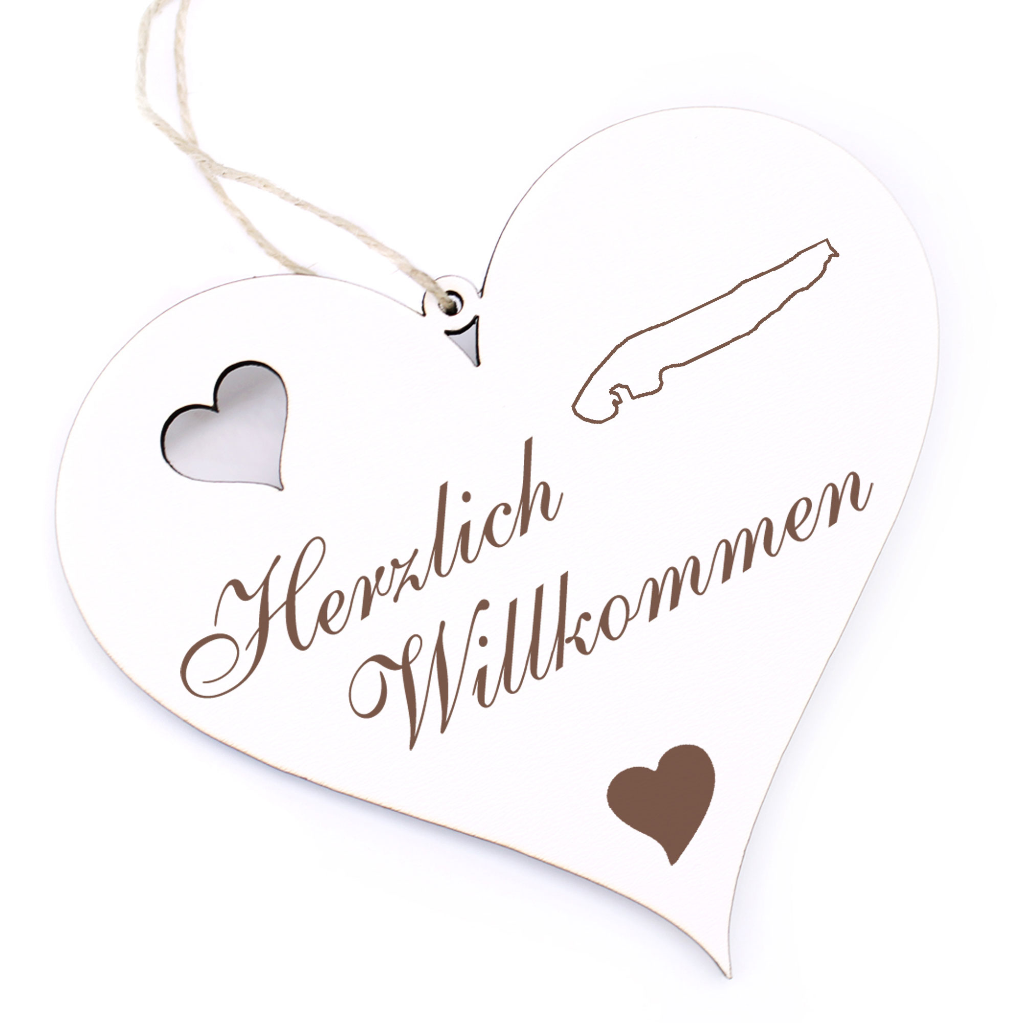 Herzlich Willkommen Schild - Insel Norderney - Deko Herz Holz