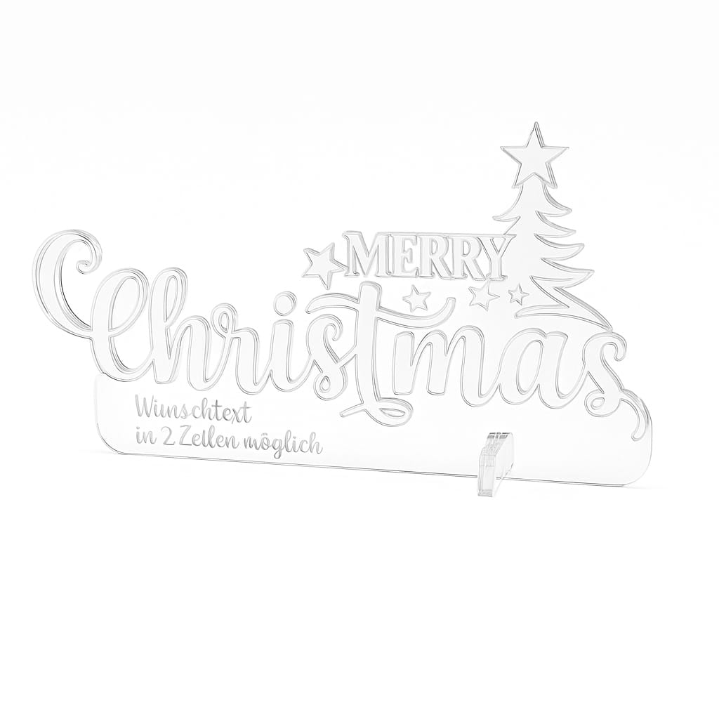 Acryl Aufsteller Merry Christmas – personalisierbares Deko Schild mit Gravur