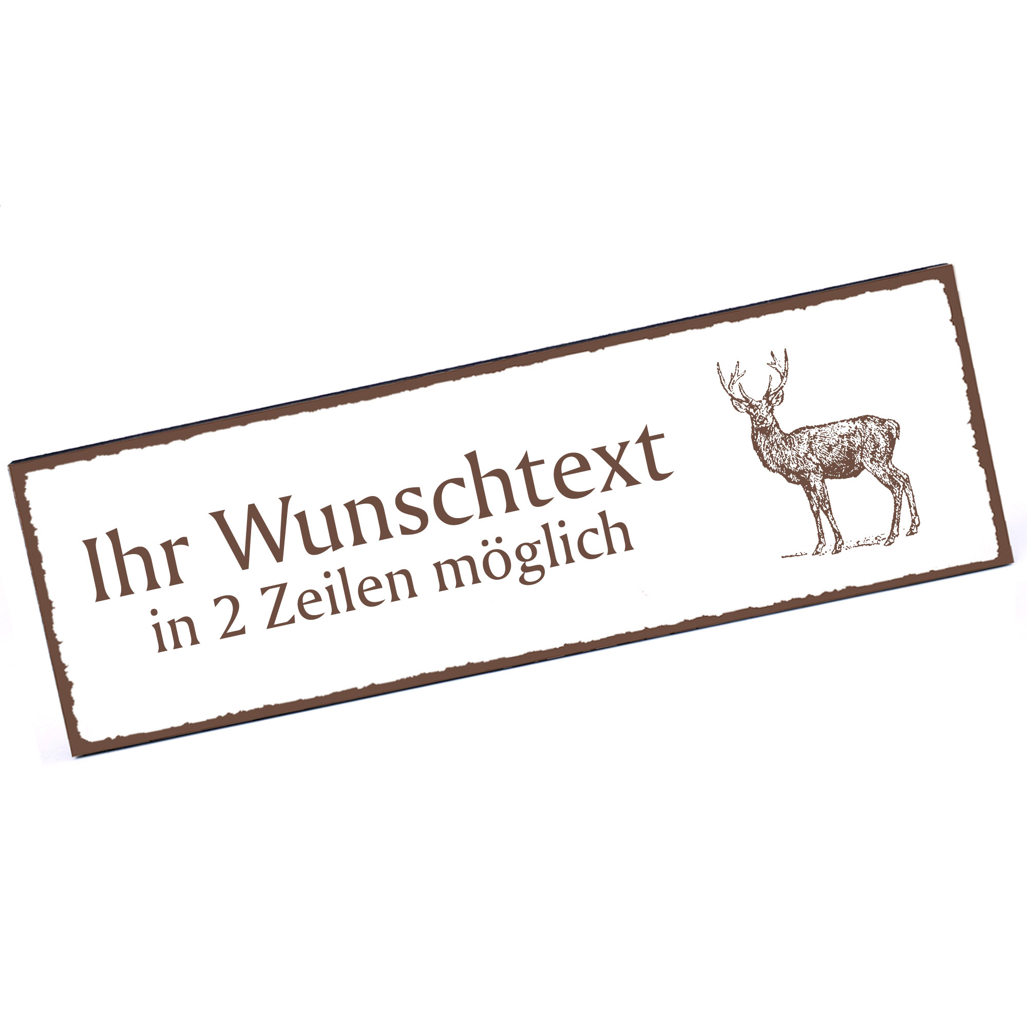 Türschild Hirsch  Namensschild personalisiert mit Gravur - 150mm x 50mm - selbstklebend