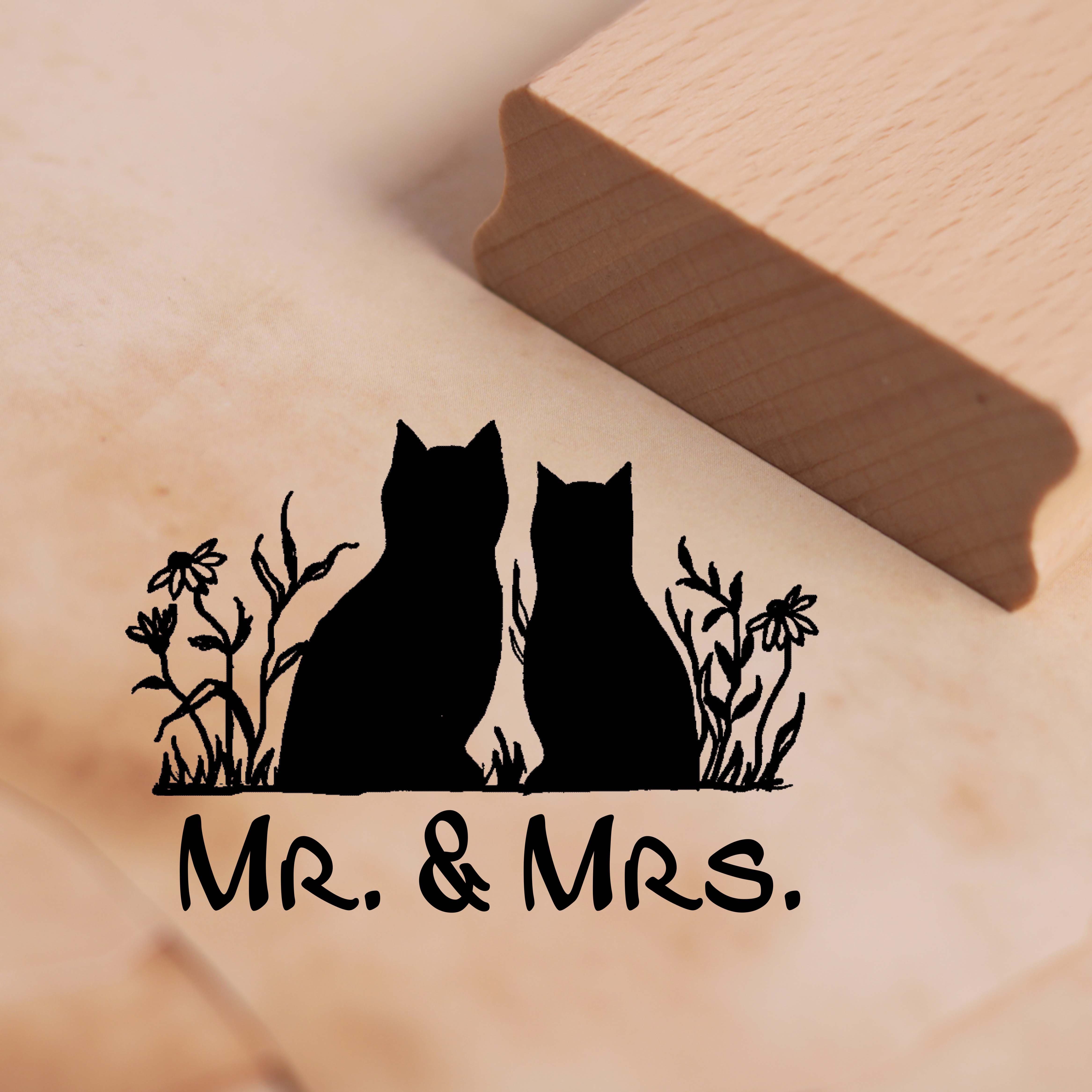 Motivstempel Katzenpaar Mr. & Mrs. Stempel Katzen Liebe 38 x 27 mm