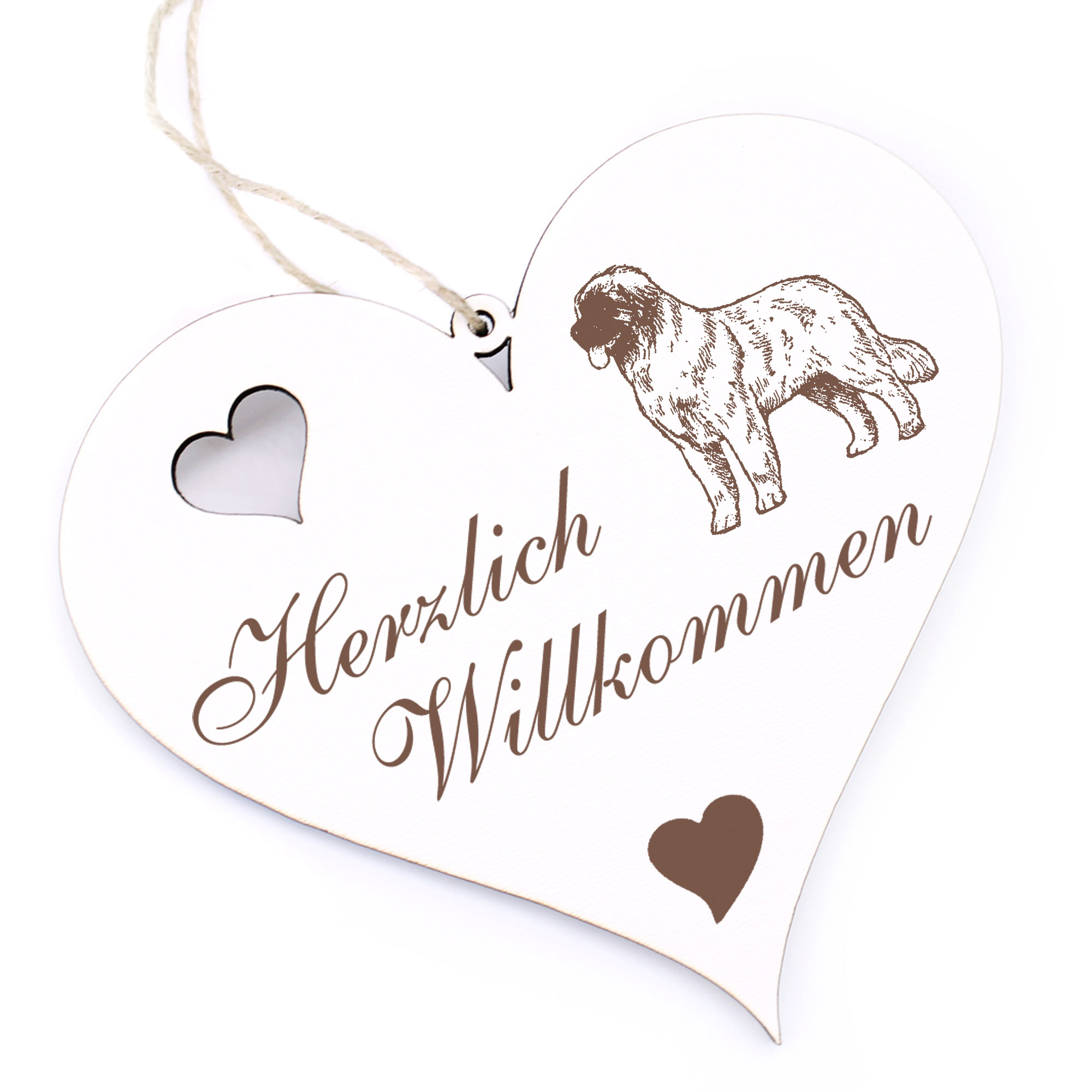 Herzlich Willkommen Schild - Leonberger - Deko Herz Holz