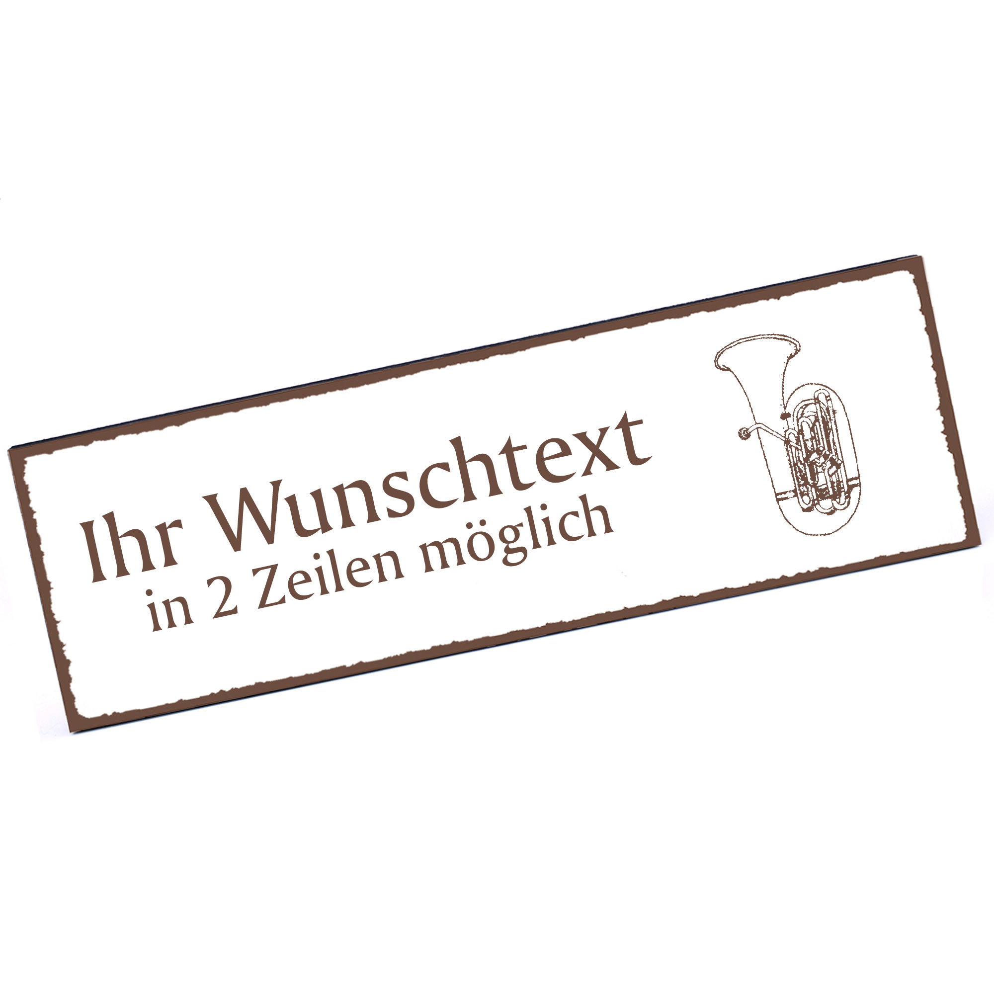 Türschild Tuba  Namensschild personalisiert mit Gravur - 150mm x 50mm - selbstklebend